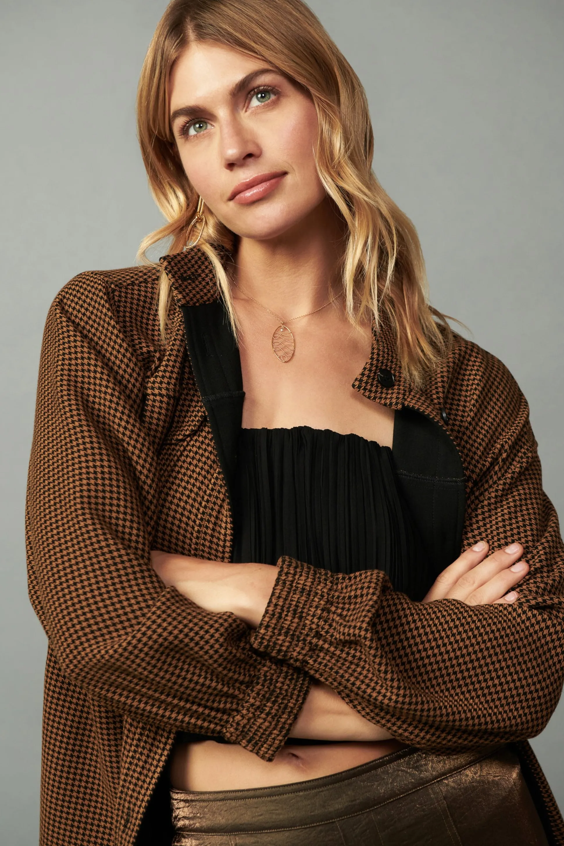 Houndstooth Oversized Jacket<Current Air Best