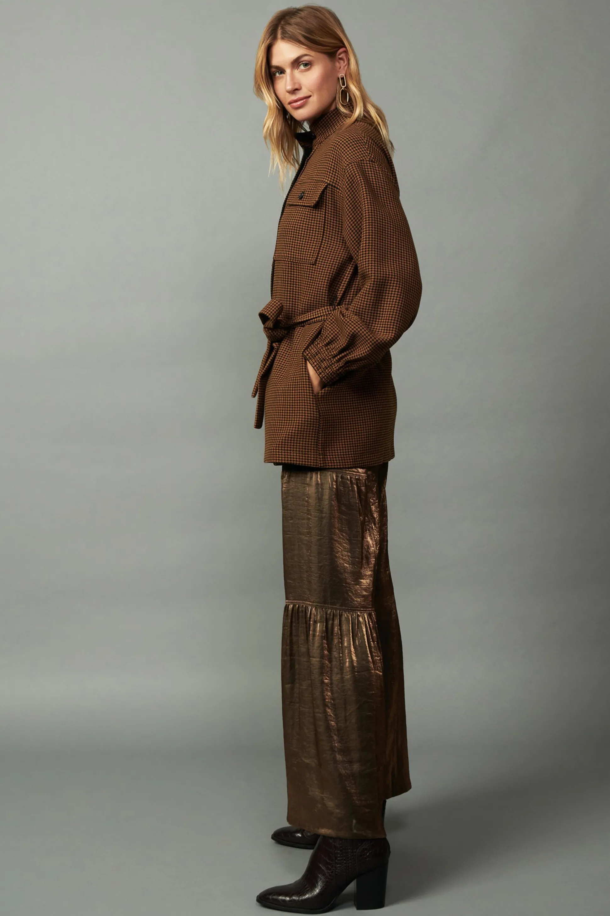 Houndstooth Oversized Jacket<Current Air Best