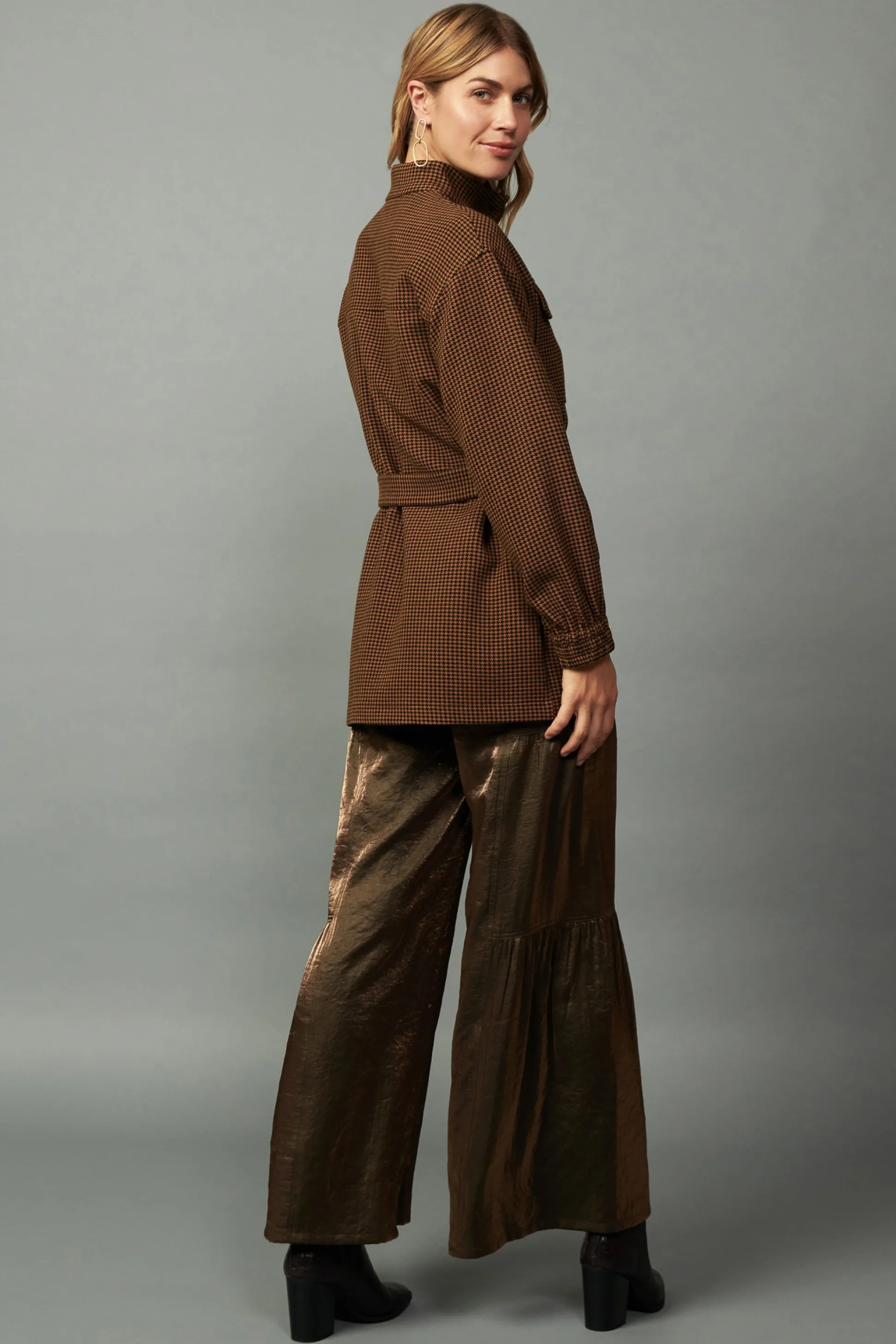 Houndstooth Oversized Jacket<Current Air Best