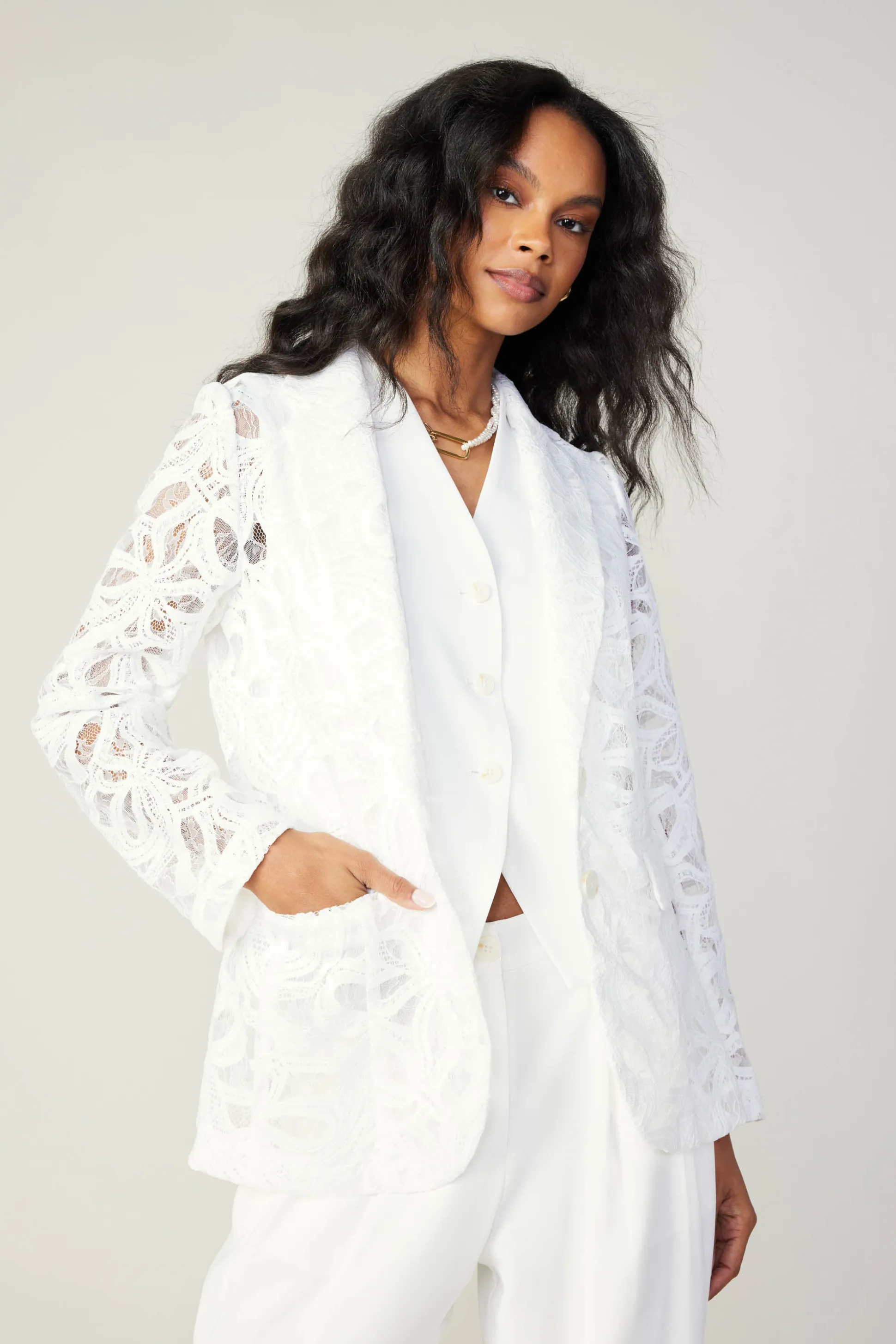 Lace Single Breasted Blazer<Current Air Discount