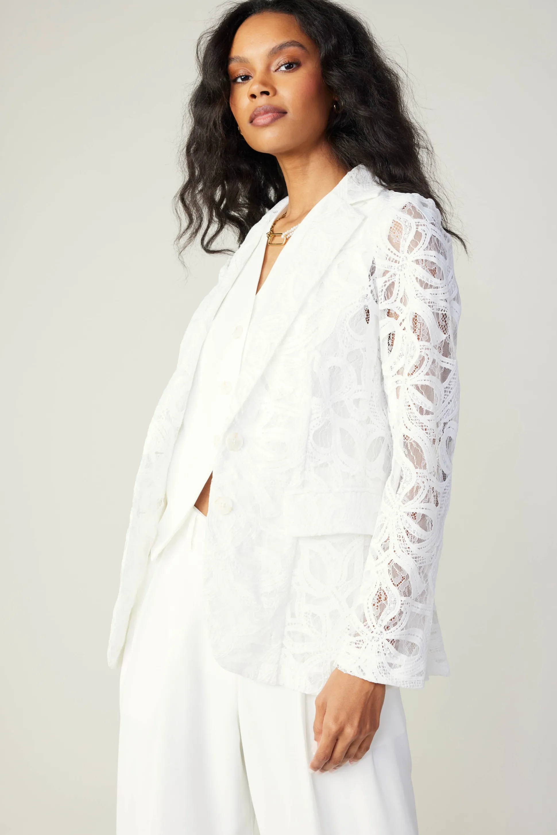 Lace Single Breasted Blazer<Current Air Discount