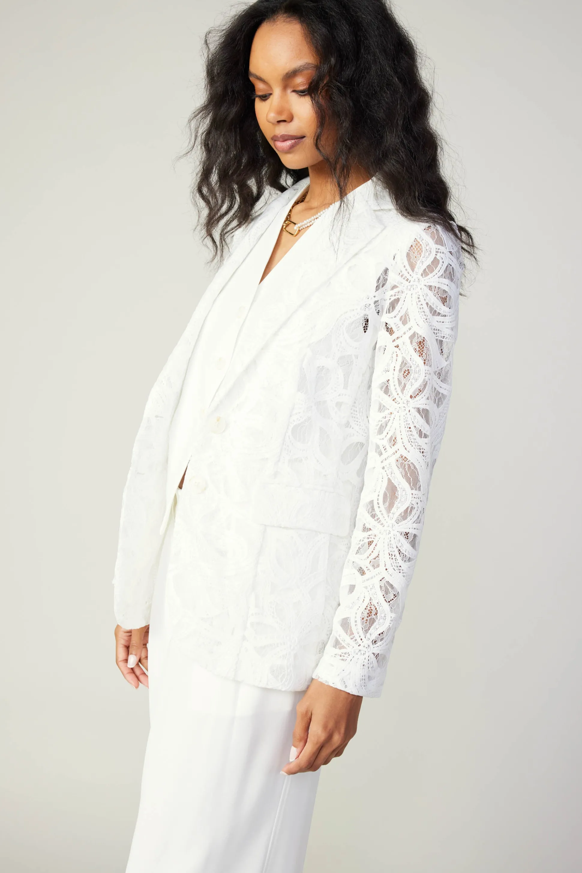 Lace Single Breasted Blazer<Current Air Discount