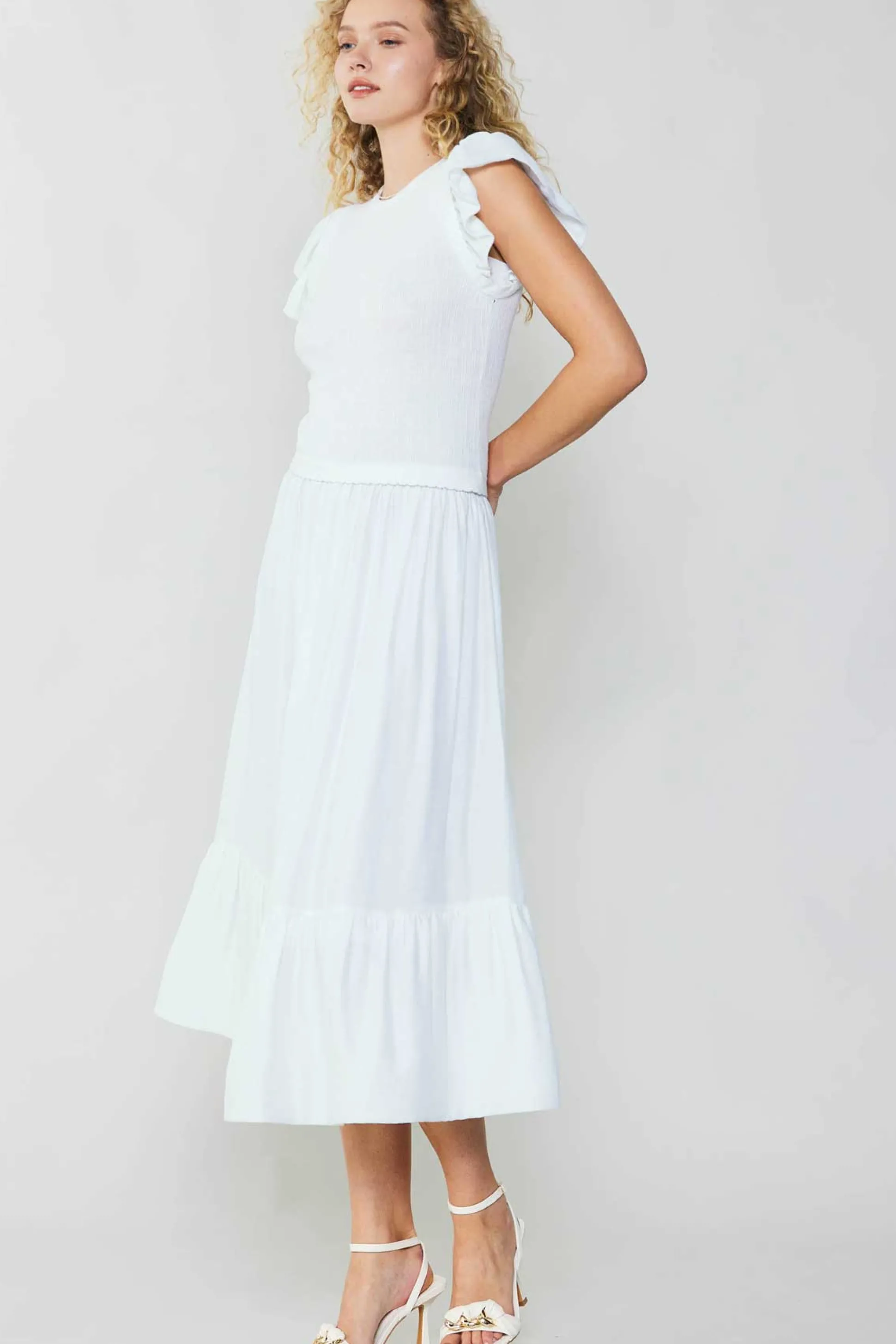 Ruffled Sleeve Sweater Dress<Current Air Hot