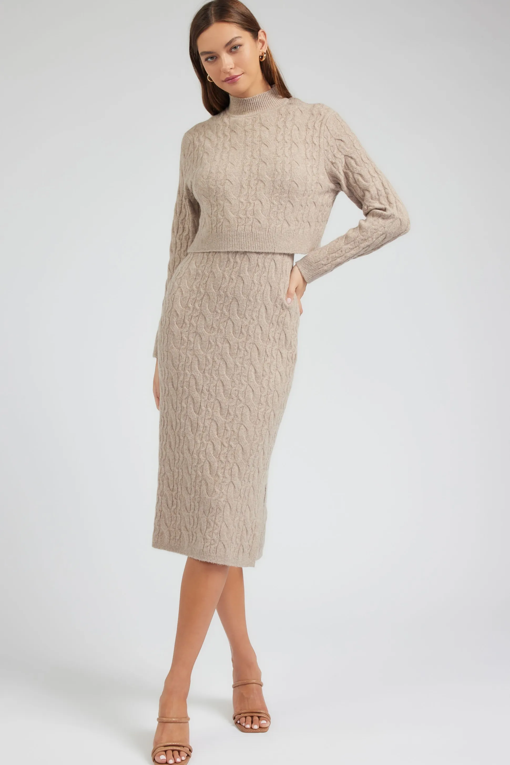 Two-piece Cable Knit Dress<Current Air Discount