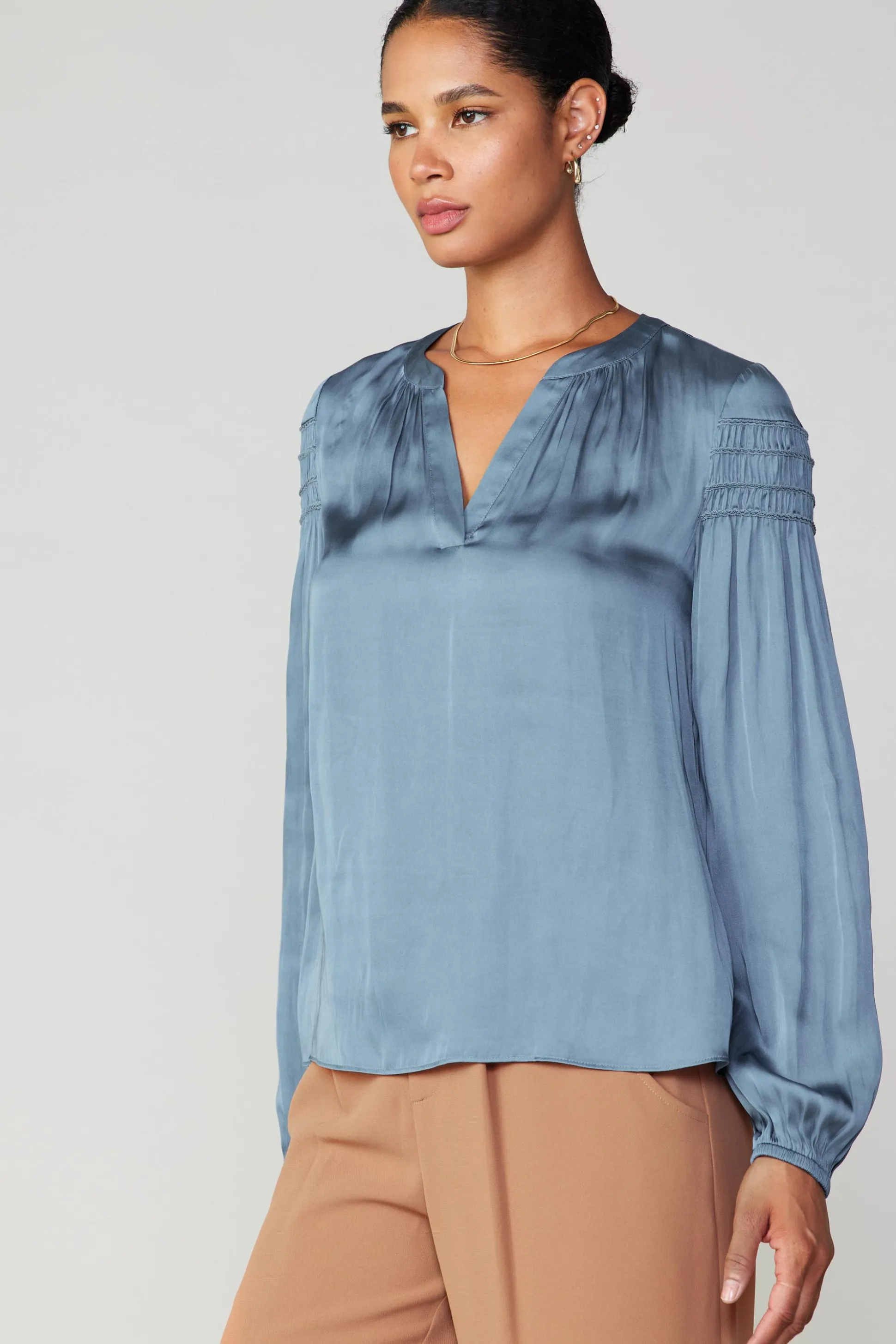 Smocked Sleeve Blouse<Current Air Fashion