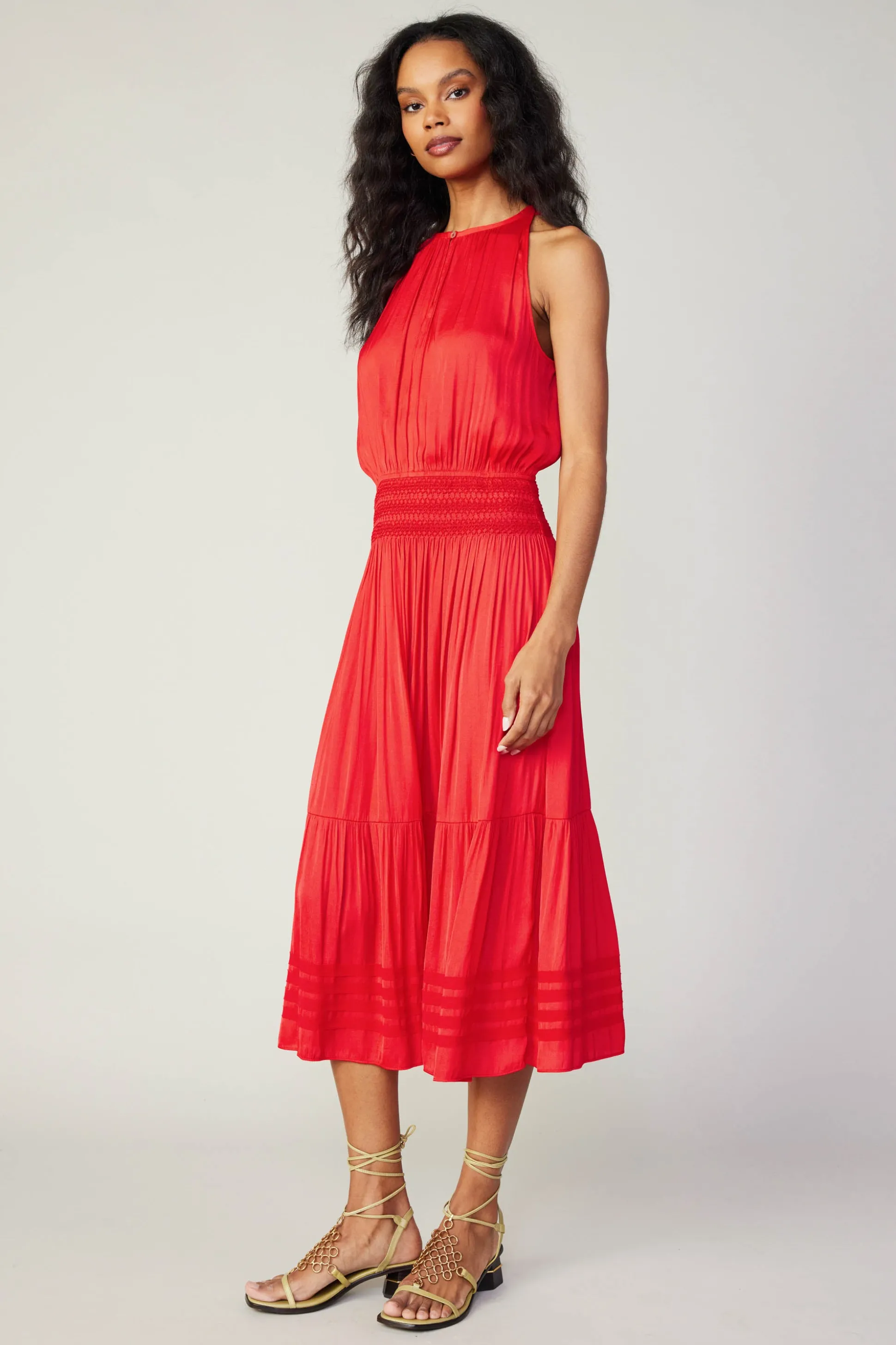 Halter Smocked Midi Dress<Current Air Online