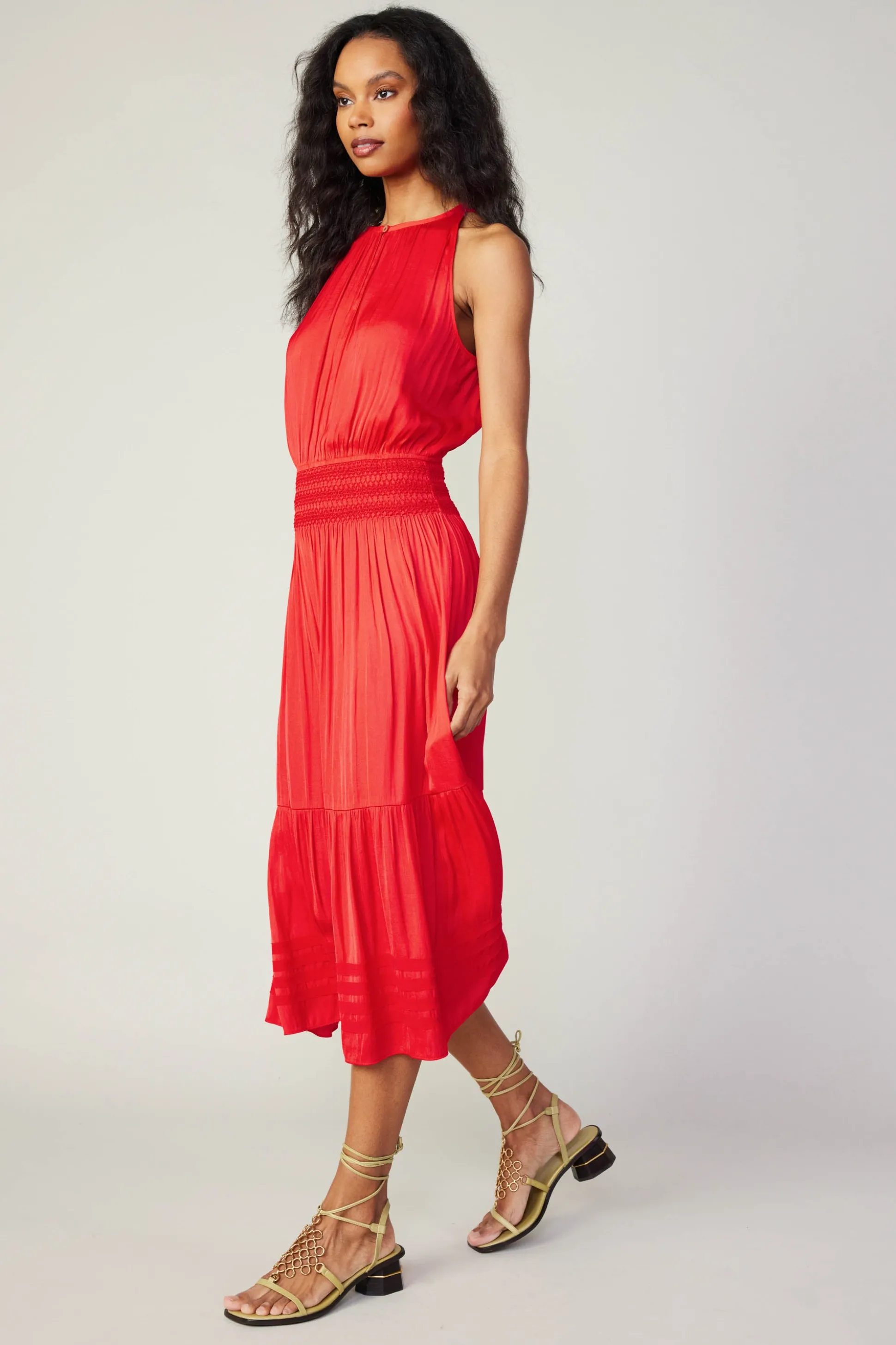 Halter Smocked Midi Dress<Current Air Online