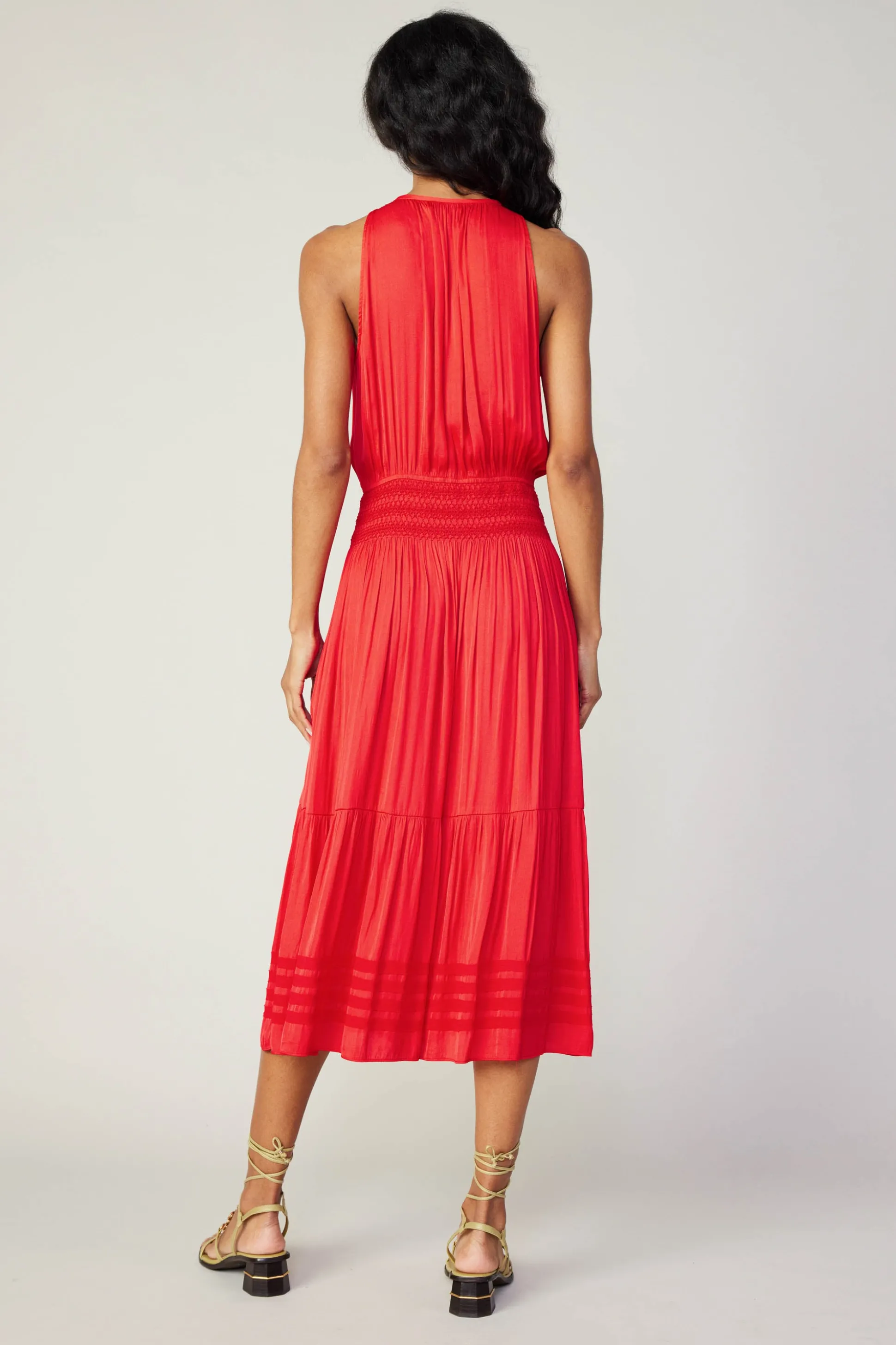 Halter Smocked Midi Dress<Current Air Online