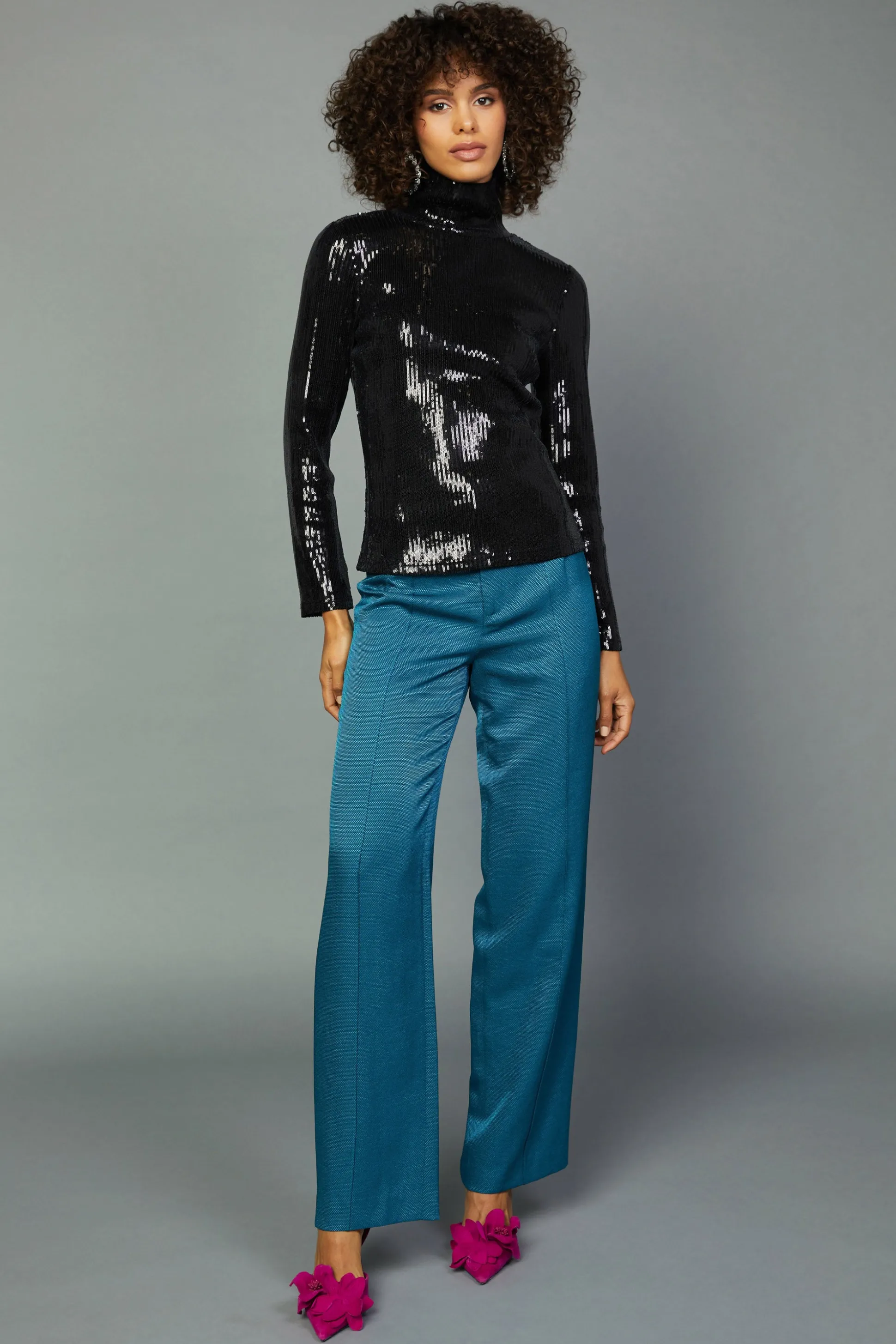 Sequin Turtleneck Top<Current Air Clearance