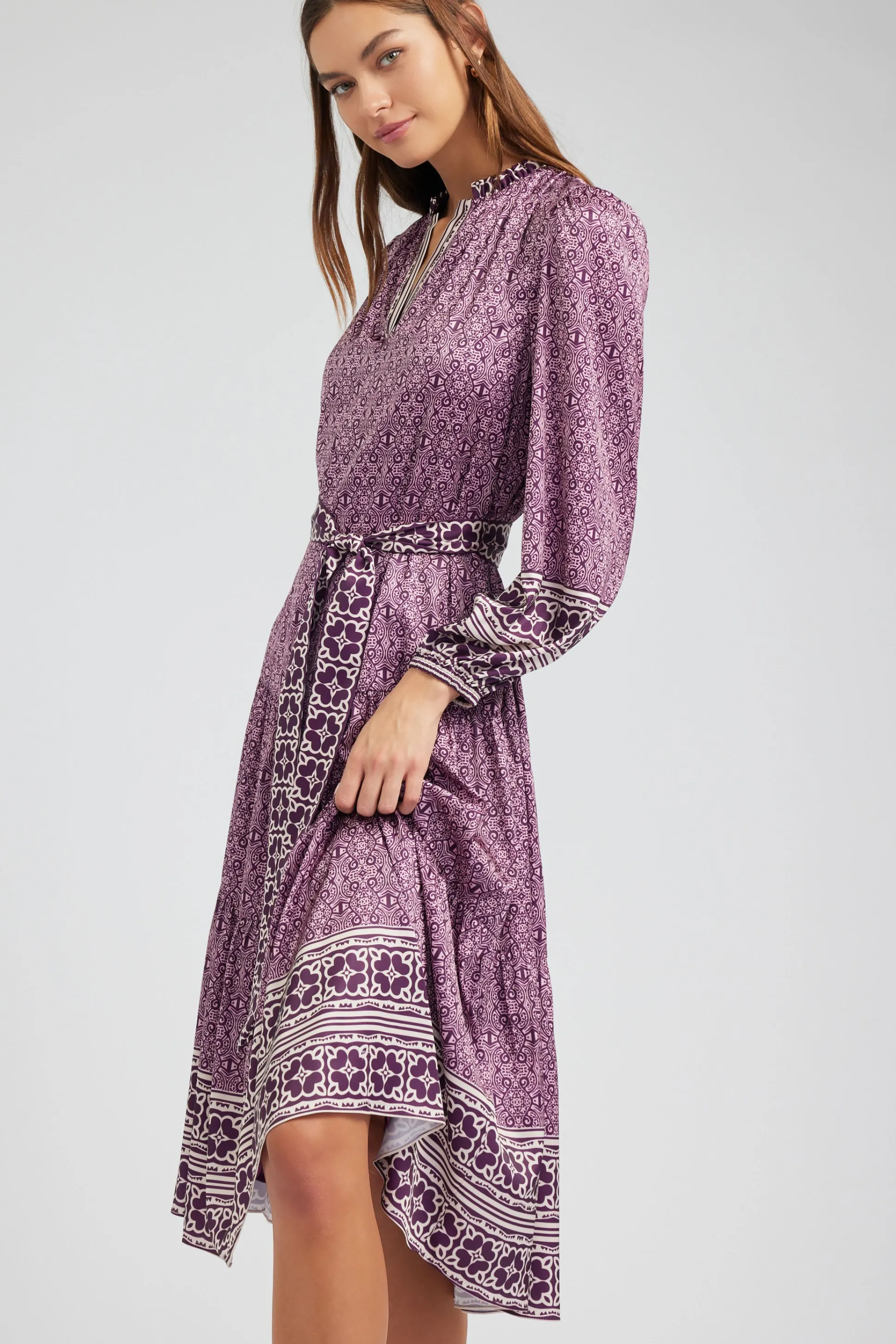 Geo Printed Belted Midi Dress<Current Air Discount