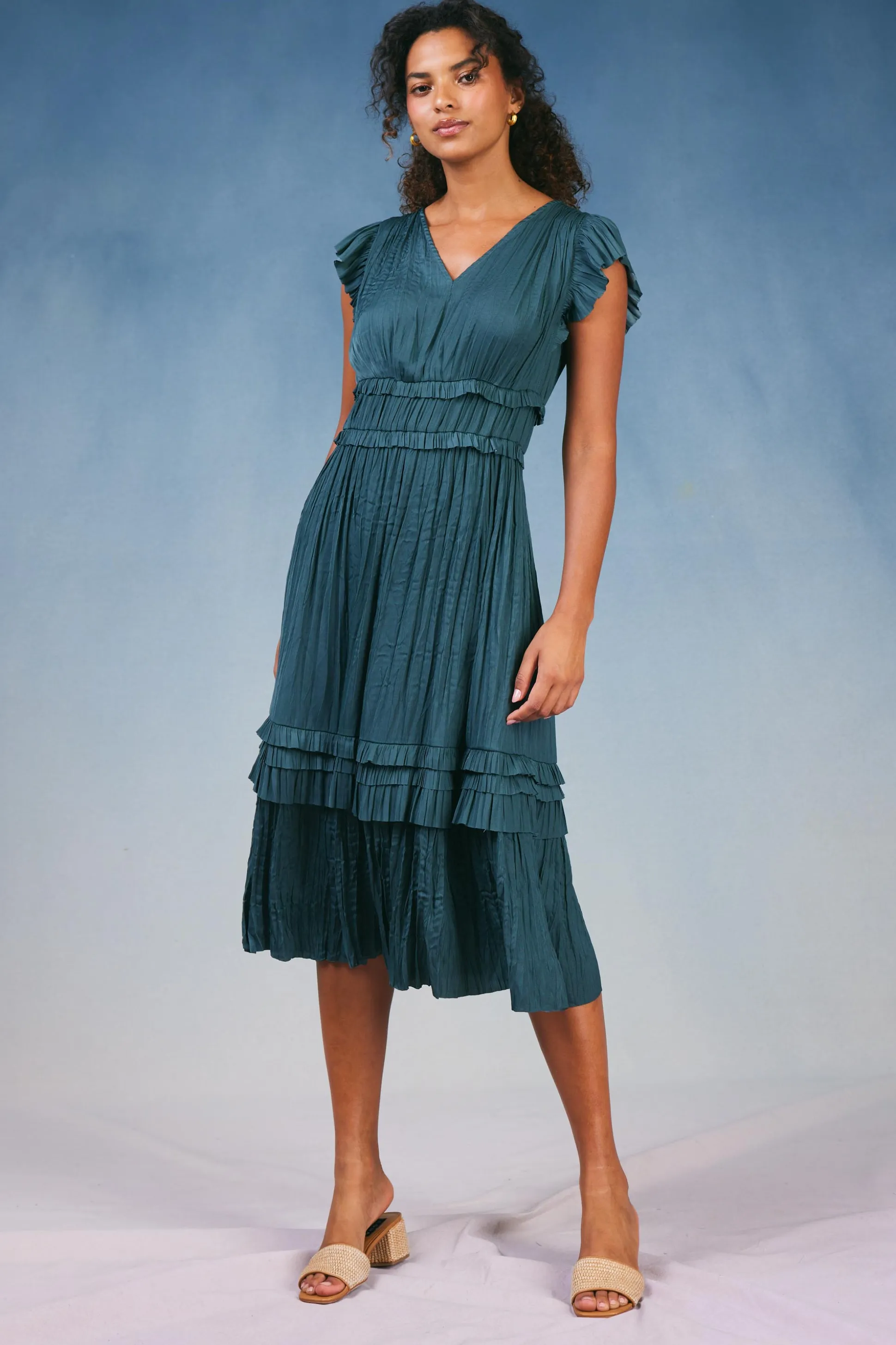 Sereia Pleated Midi Dress<Current Air Sale