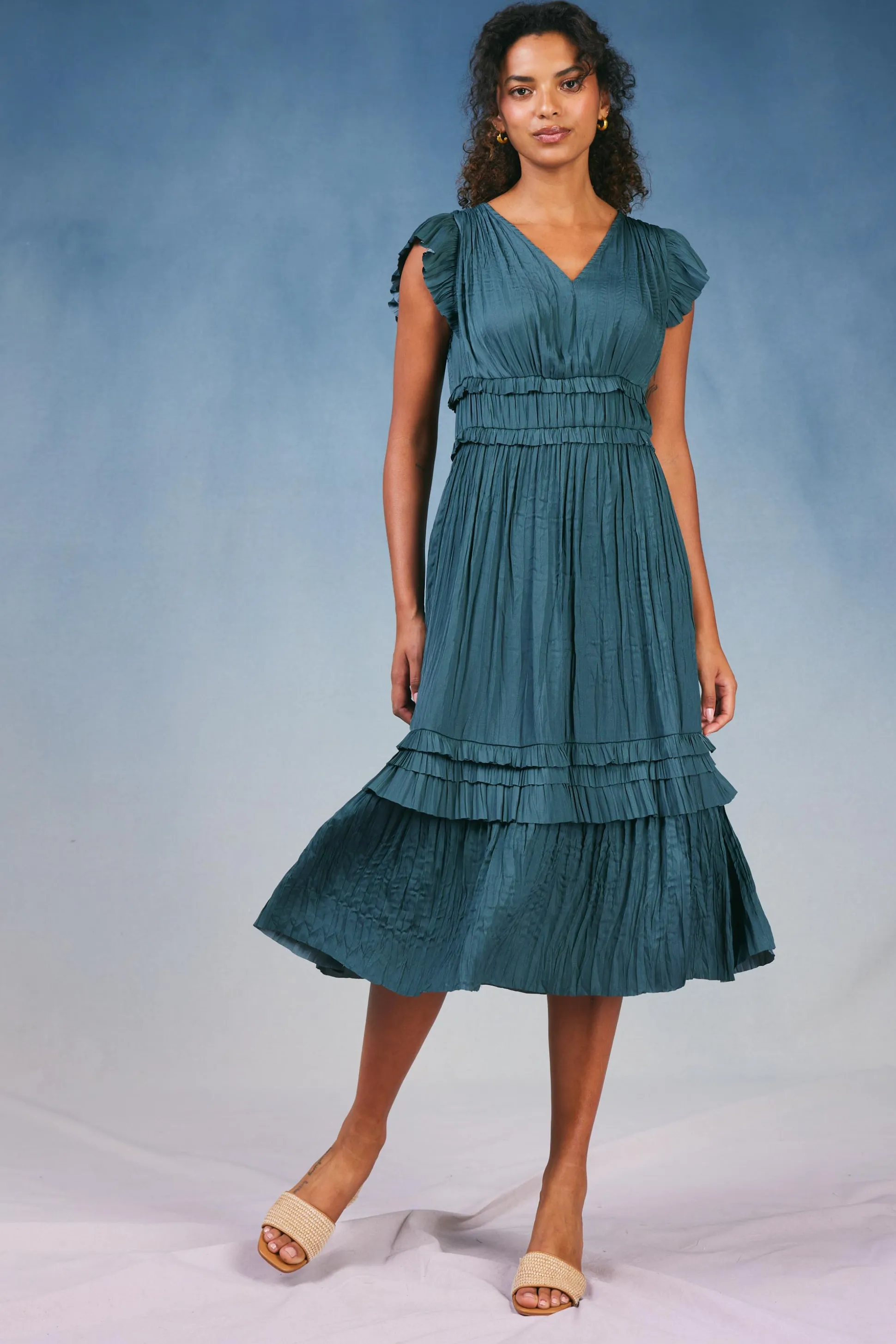 Sereia Pleated Midi Dress<Current Air Sale