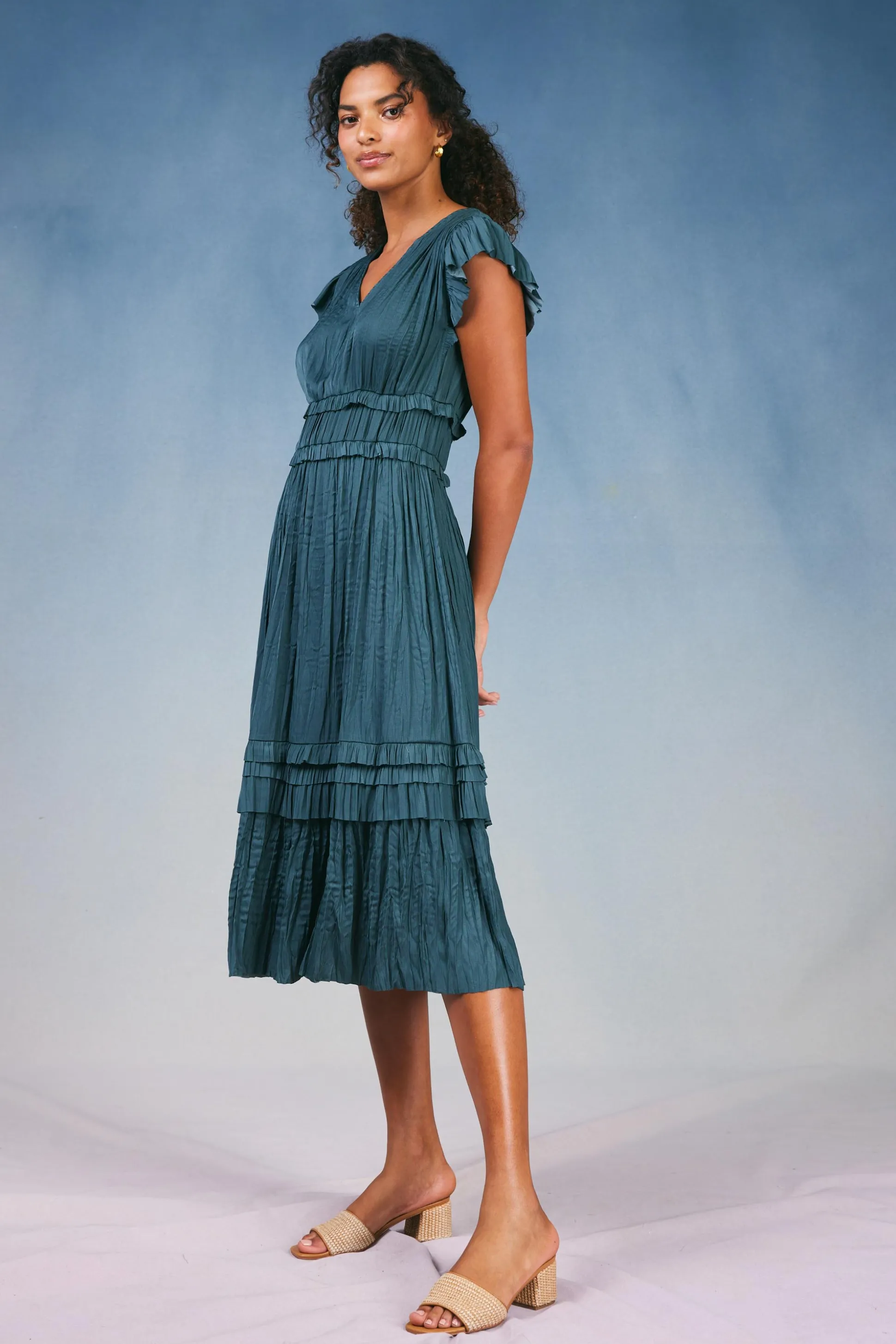 Sereia Pleated Midi Dress<Current Air Sale