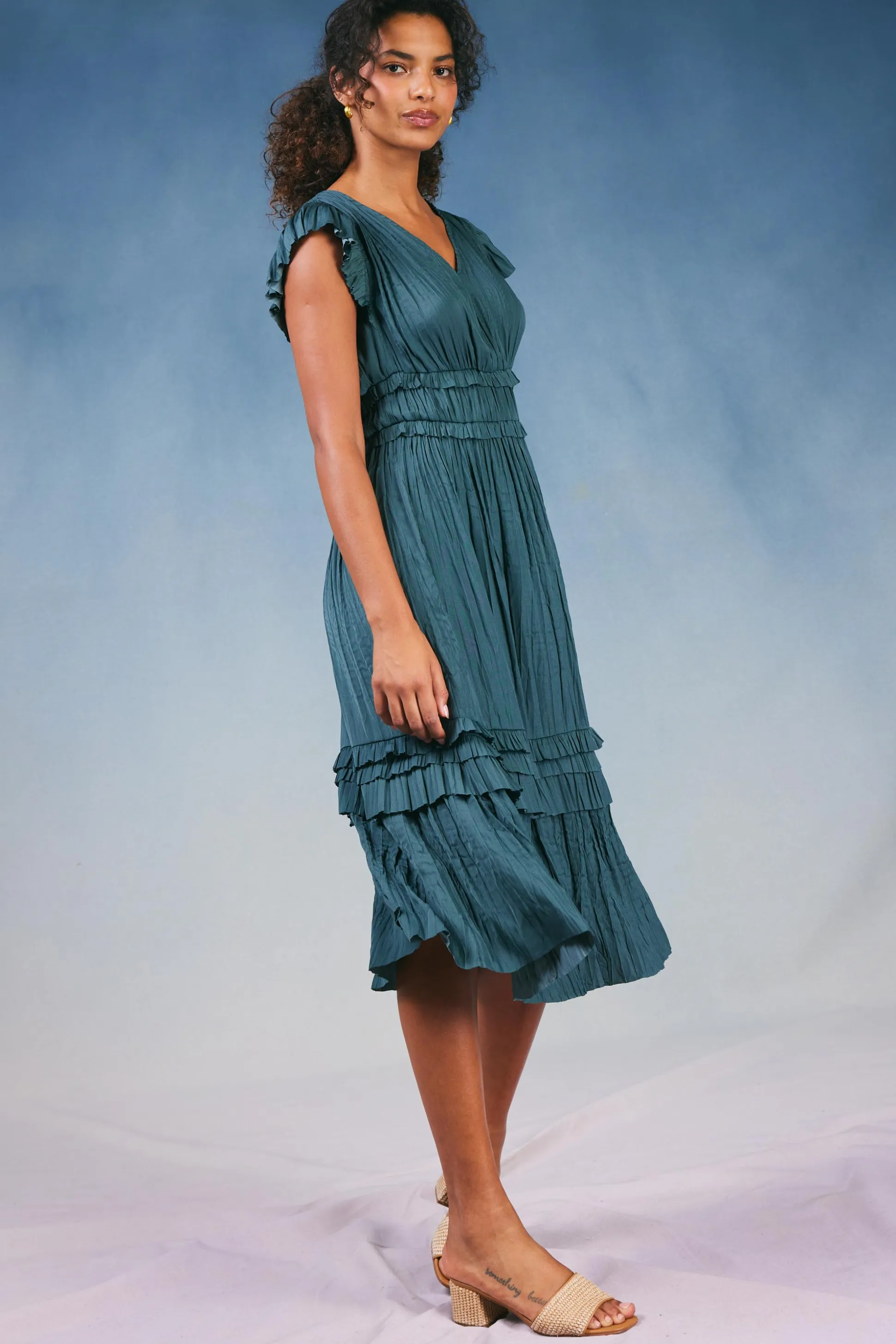 Sereia Pleated Midi Dress<Current Air Sale
