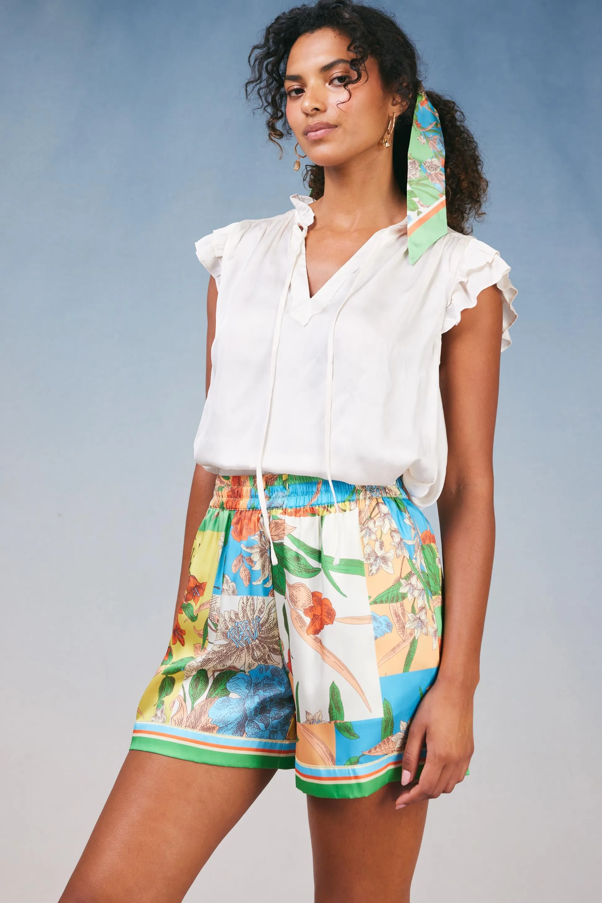 Border Print Floral Block Shorts<Current Air Discount