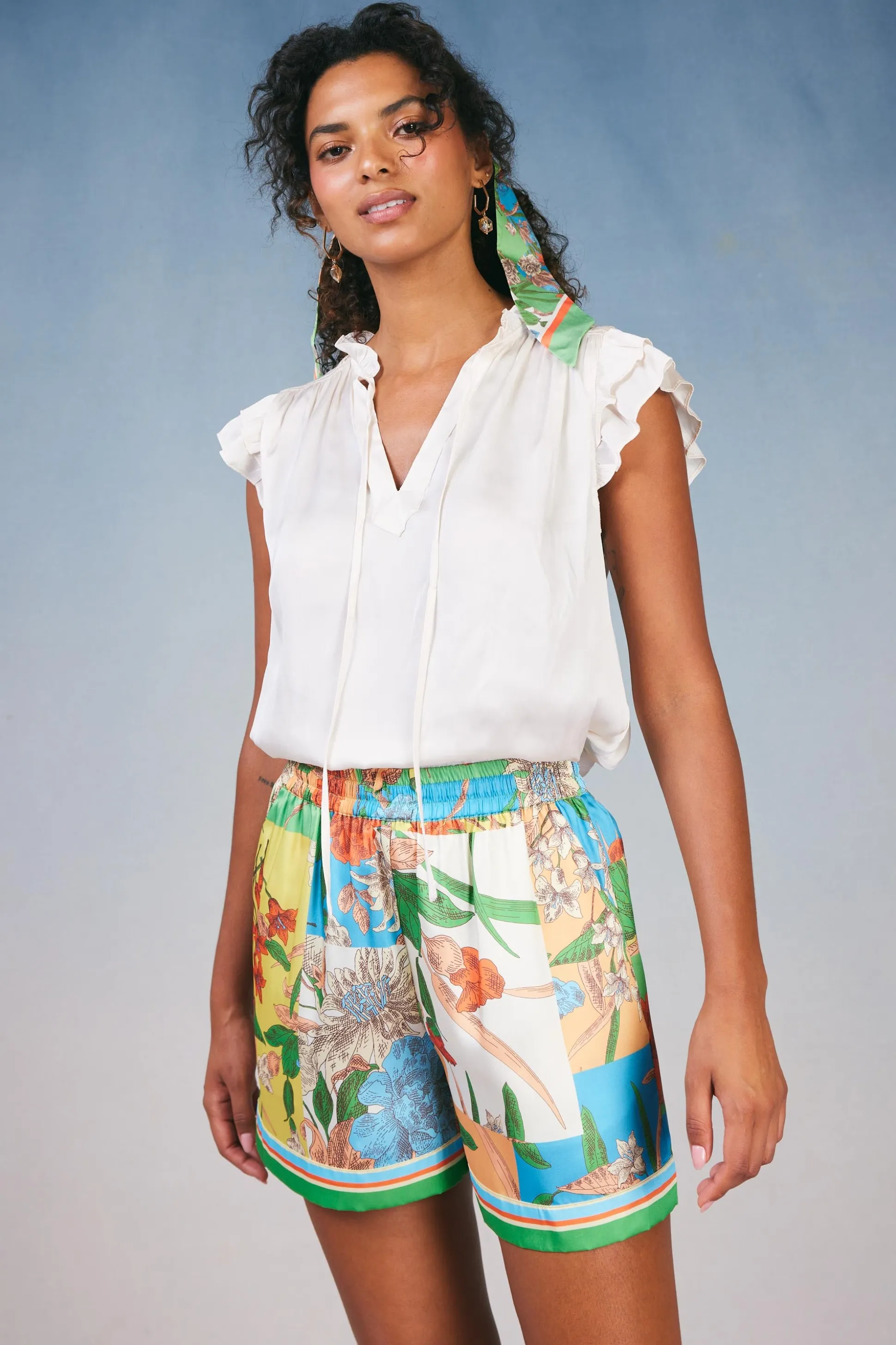 Border Print Floral Block Shorts<Current Air Discount