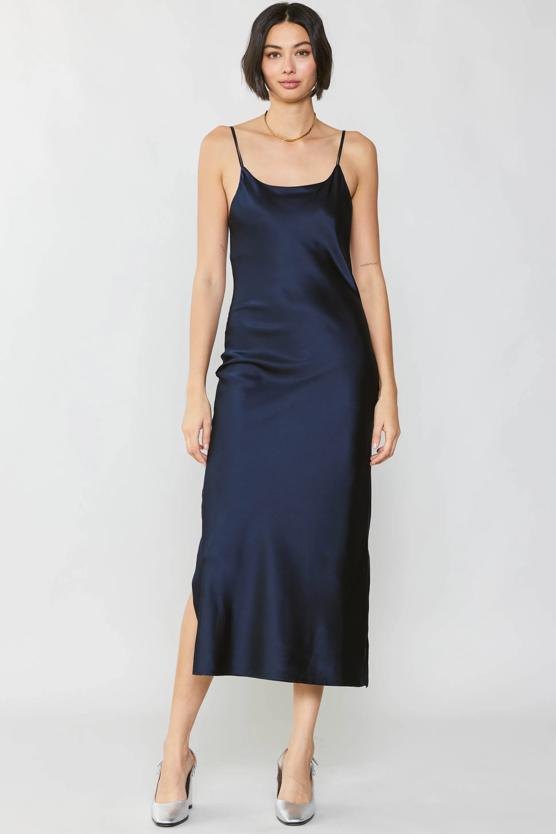 Silk Bias Midi Dress<Current Air Best
