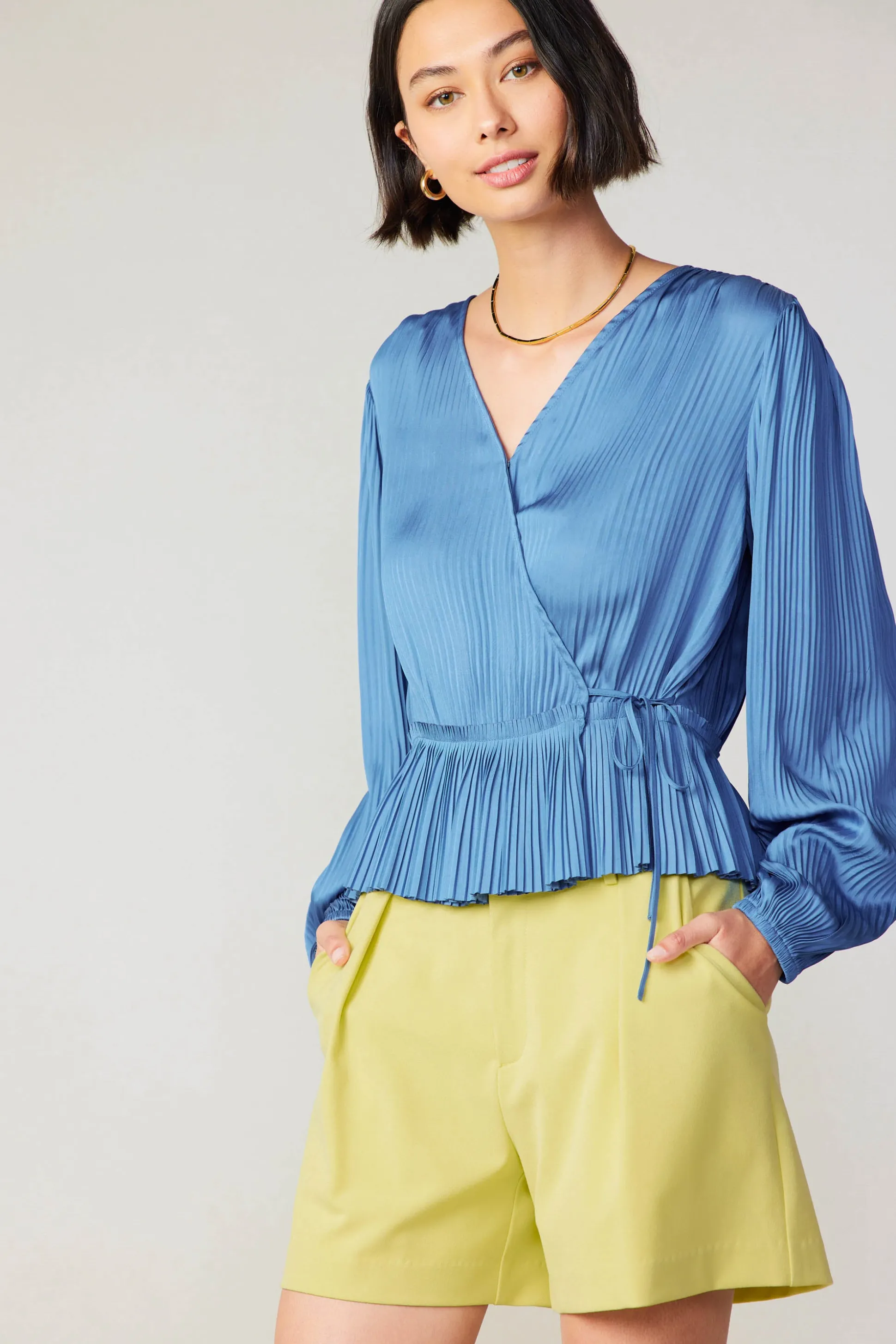 Pleated Wrap Top<Current Air Online