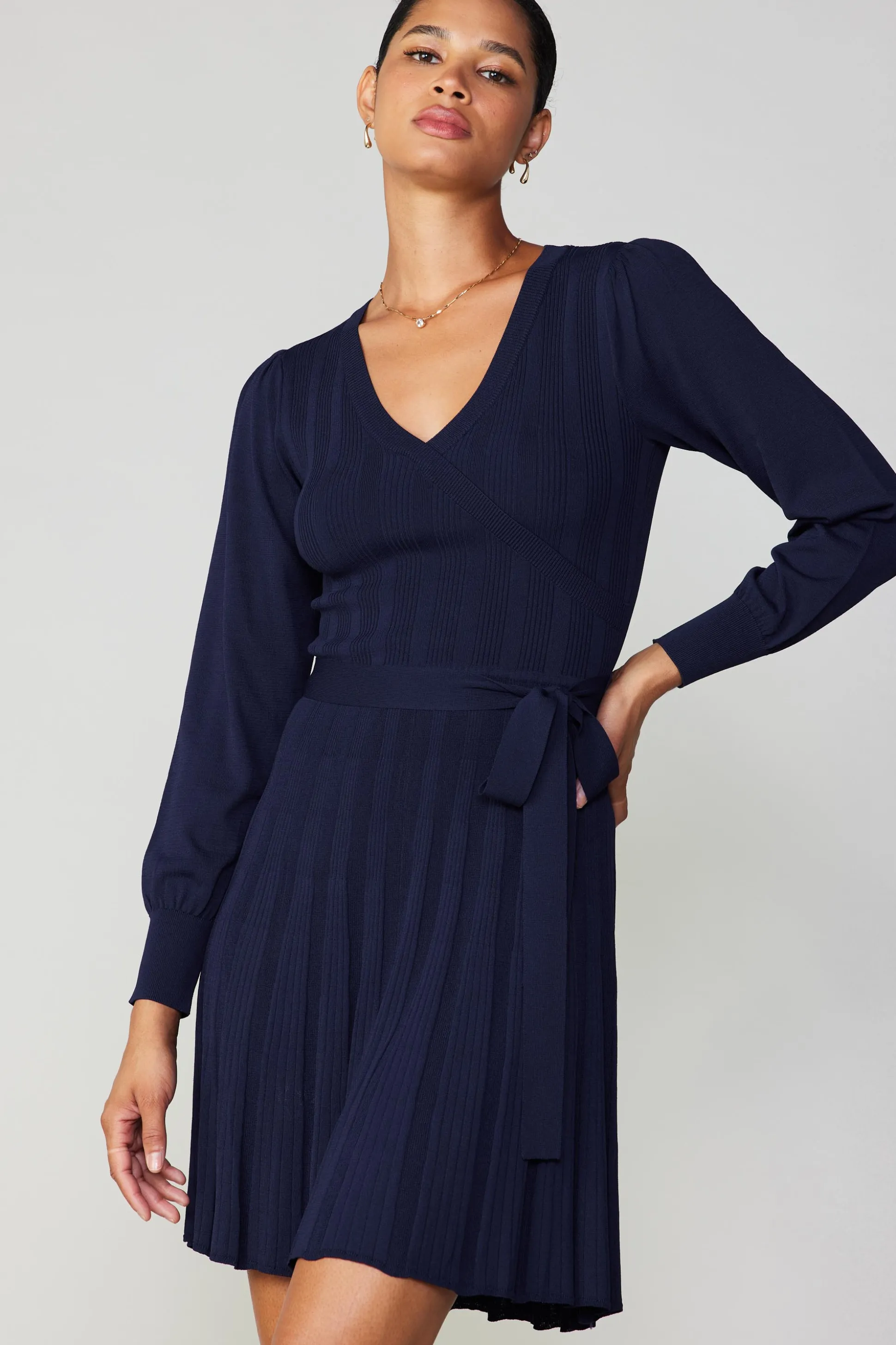 Belted Knit Mini Dress<Current Air Discount