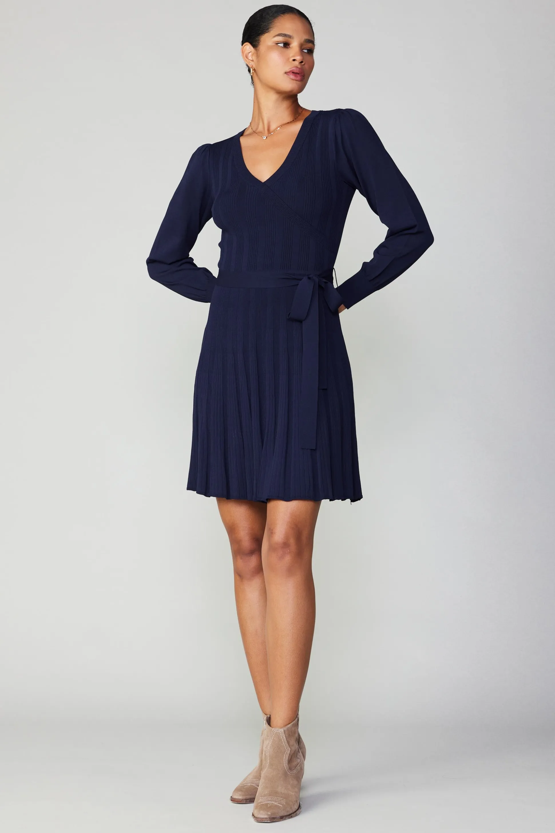 Belted Knit Mini Dress<Current Air Discount