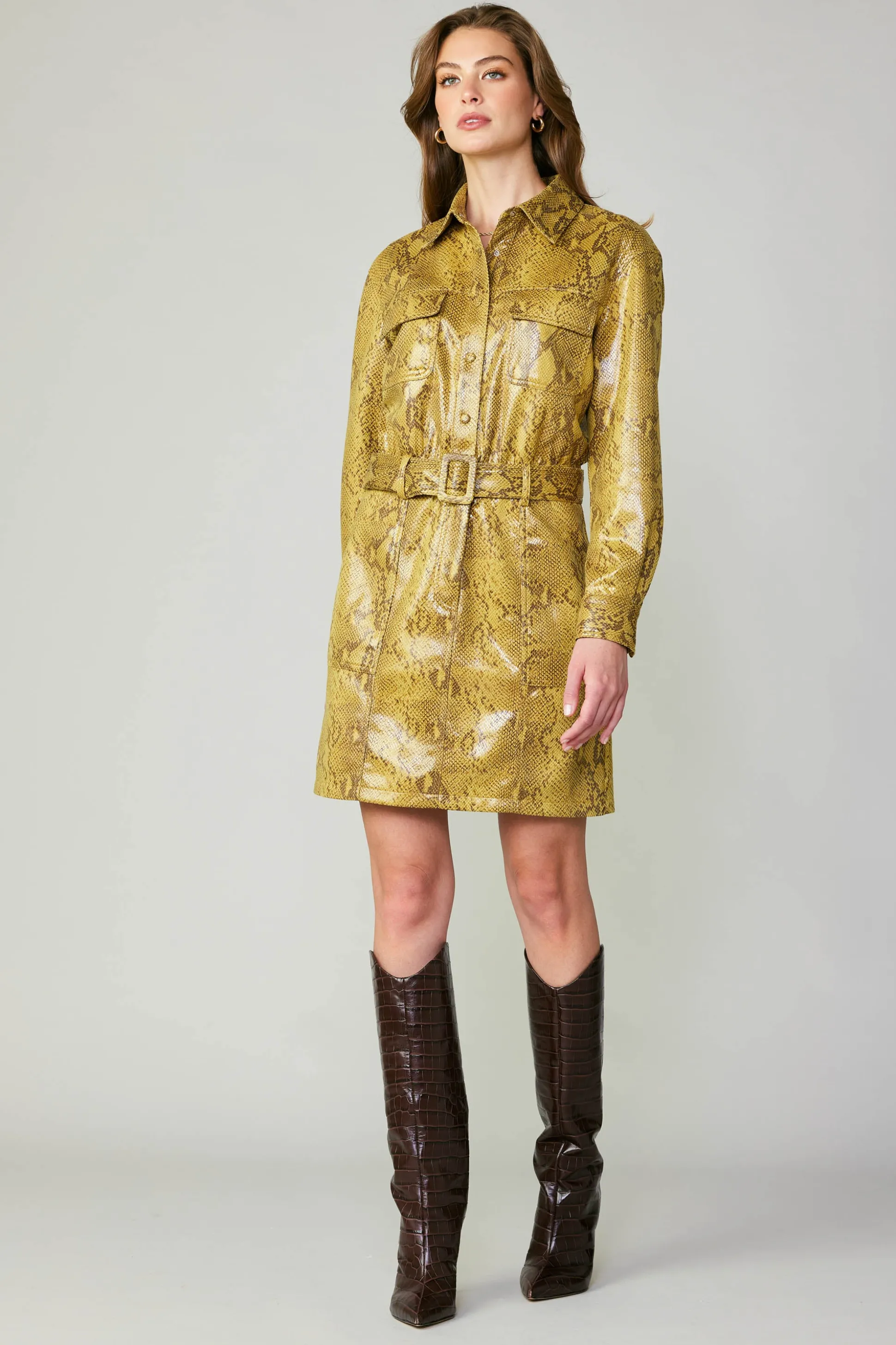 Snakeskin Shirt Dress<Current Air Best