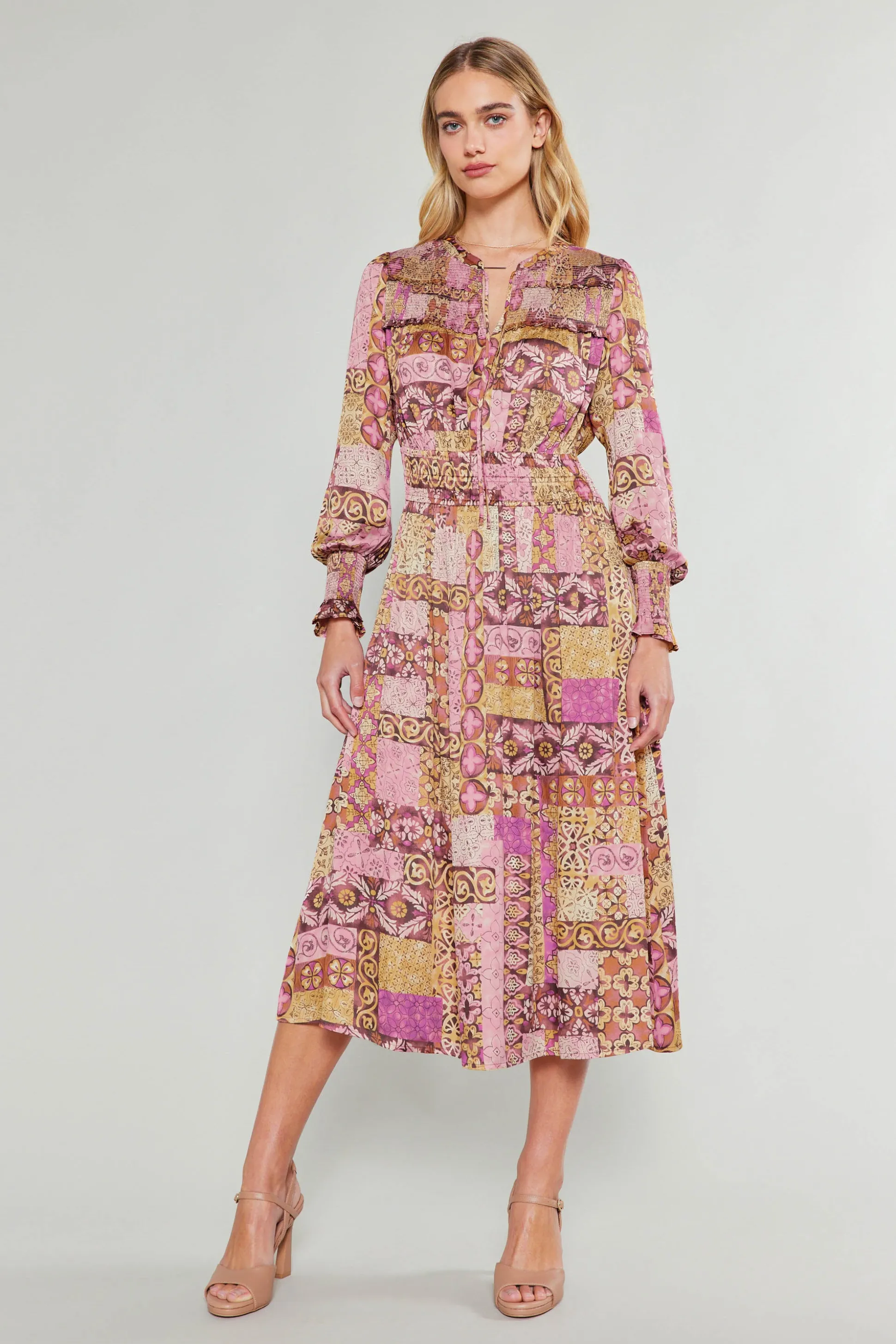 Aida Quilted Pattern Midi Dress<Current Air Sale