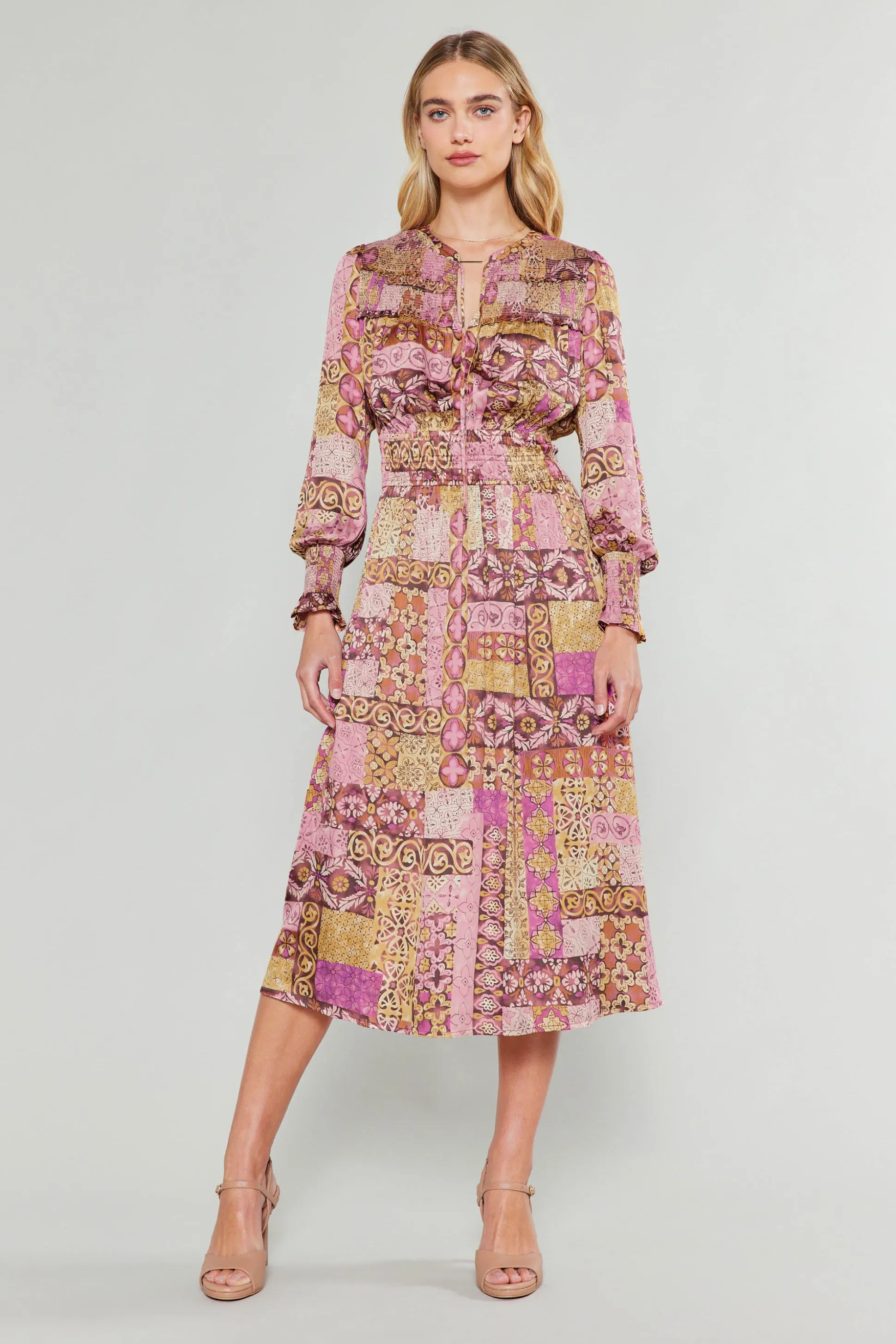 Aida Quilted Pattern Midi Dress<Current Air Sale