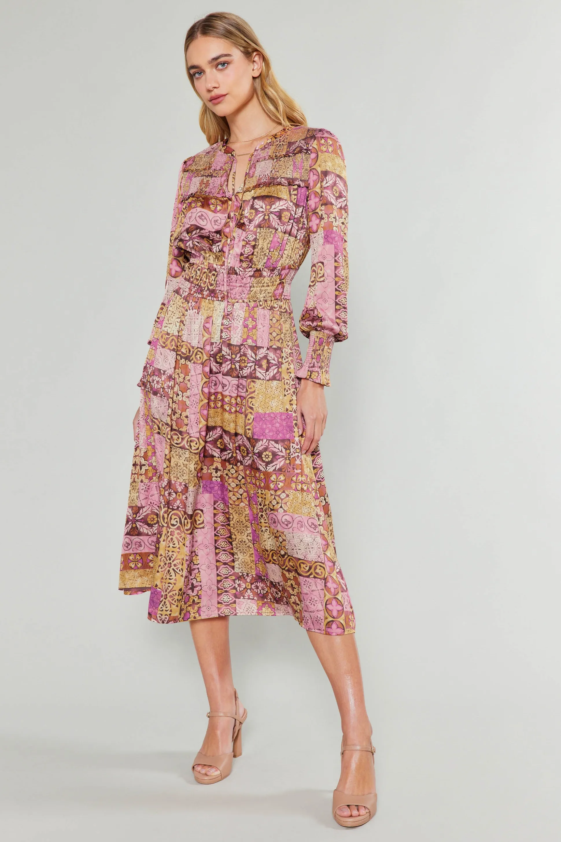 Aida Quilted Pattern Midi Dress<Current Air Sale