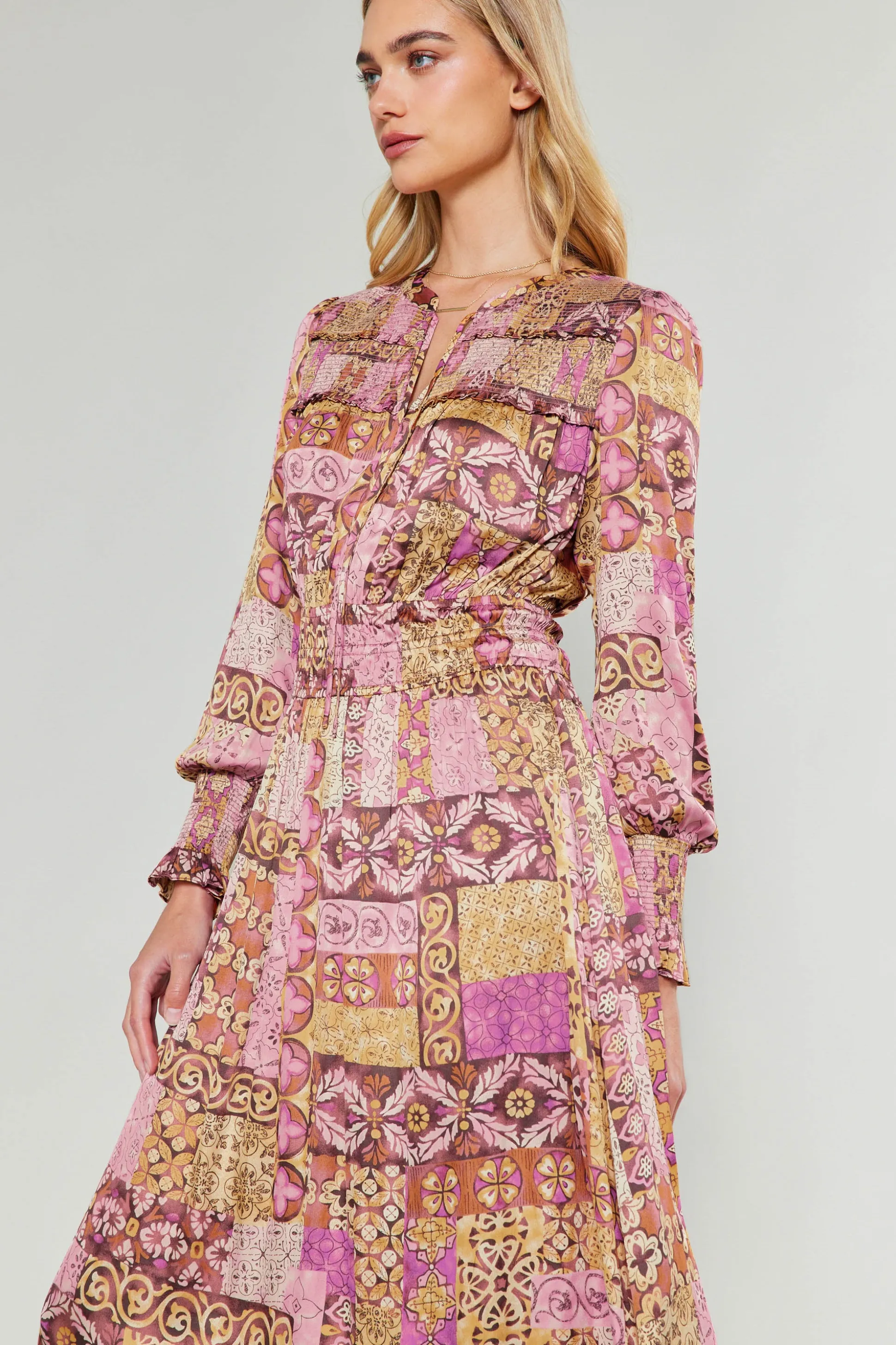 Aida Quilted Pattern Midi Dress<Current Air Sale