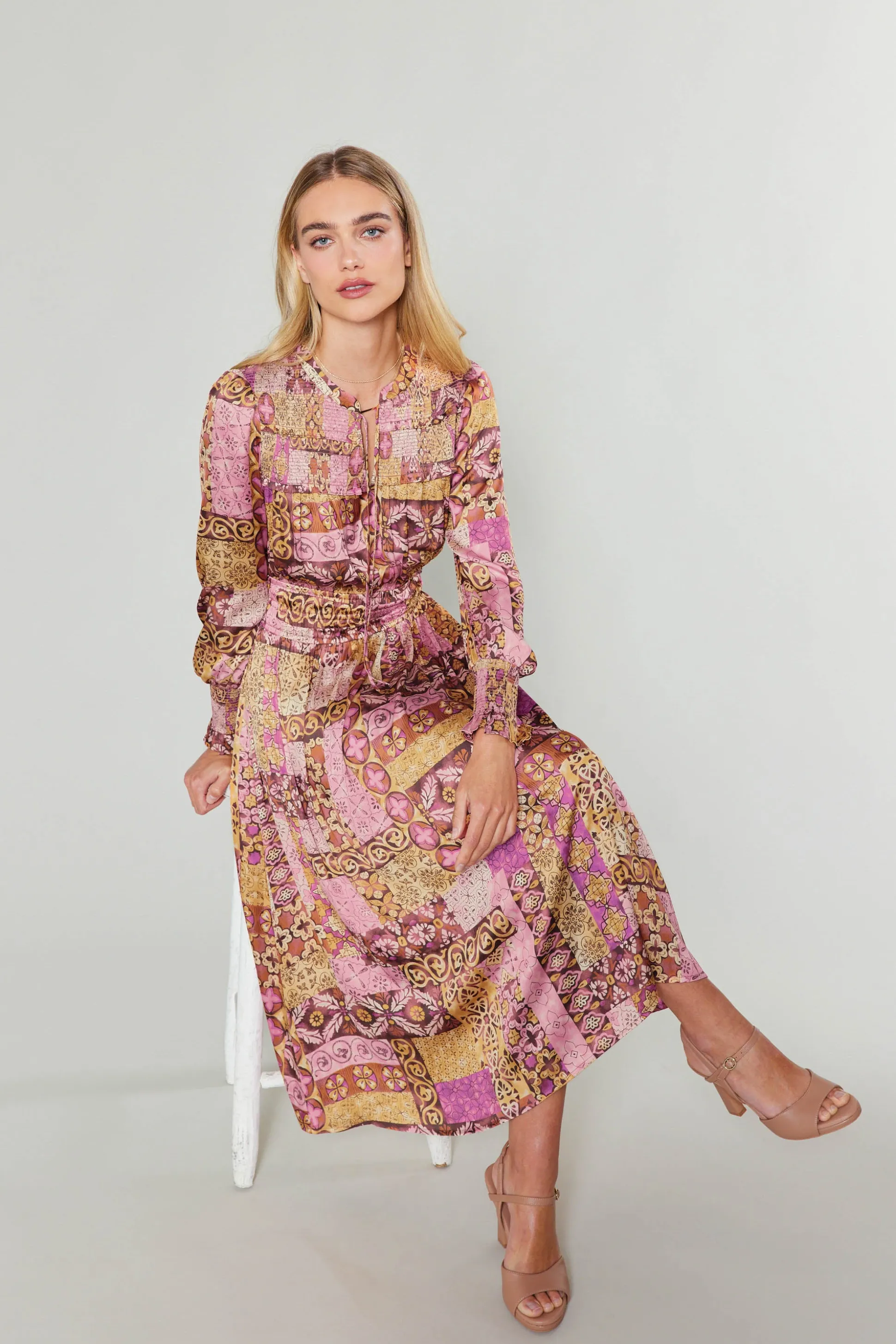 Aida Quilted Pattern Midi Dress<Current Air Sale