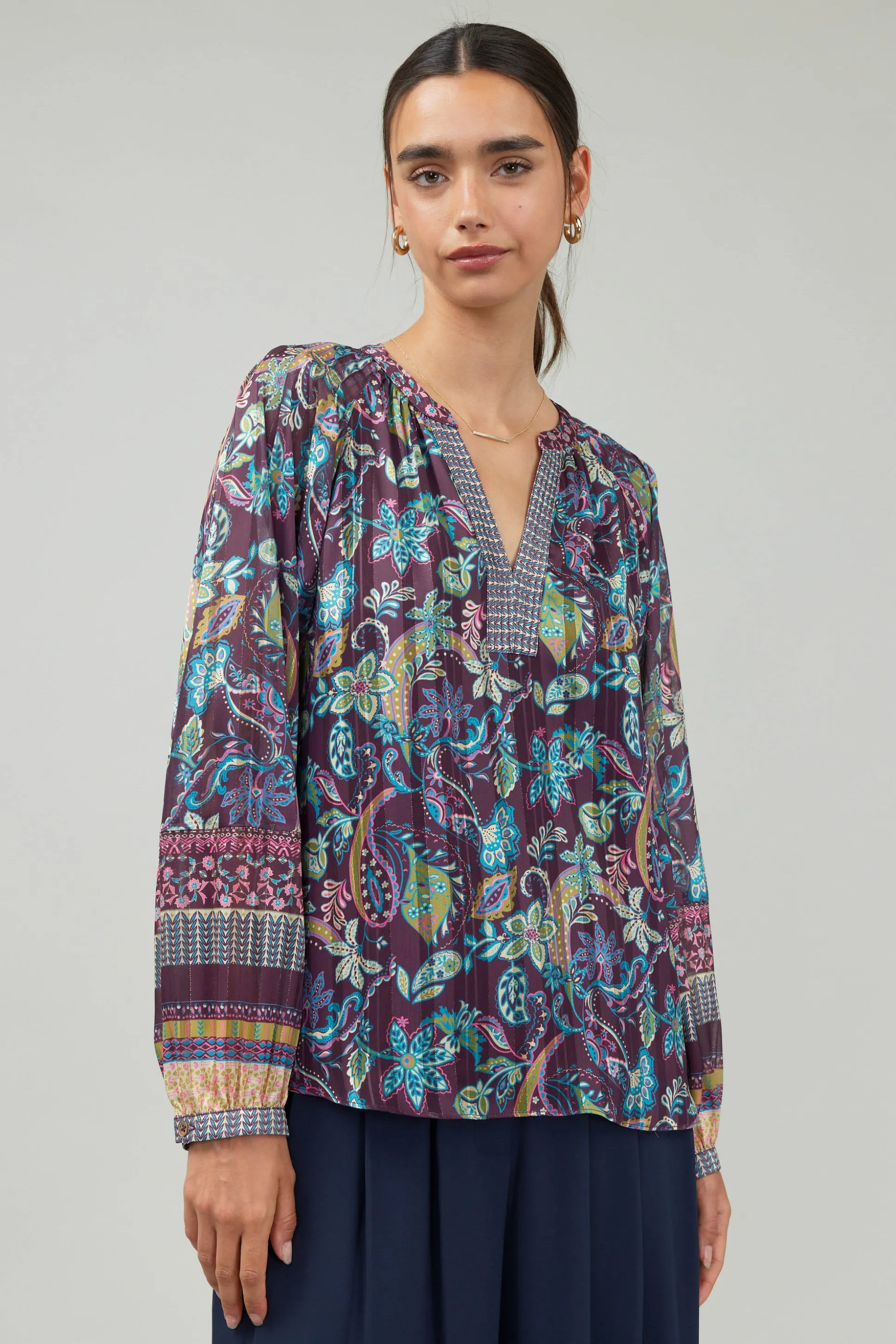Lurex Floral Blouse<Current Air Clearance