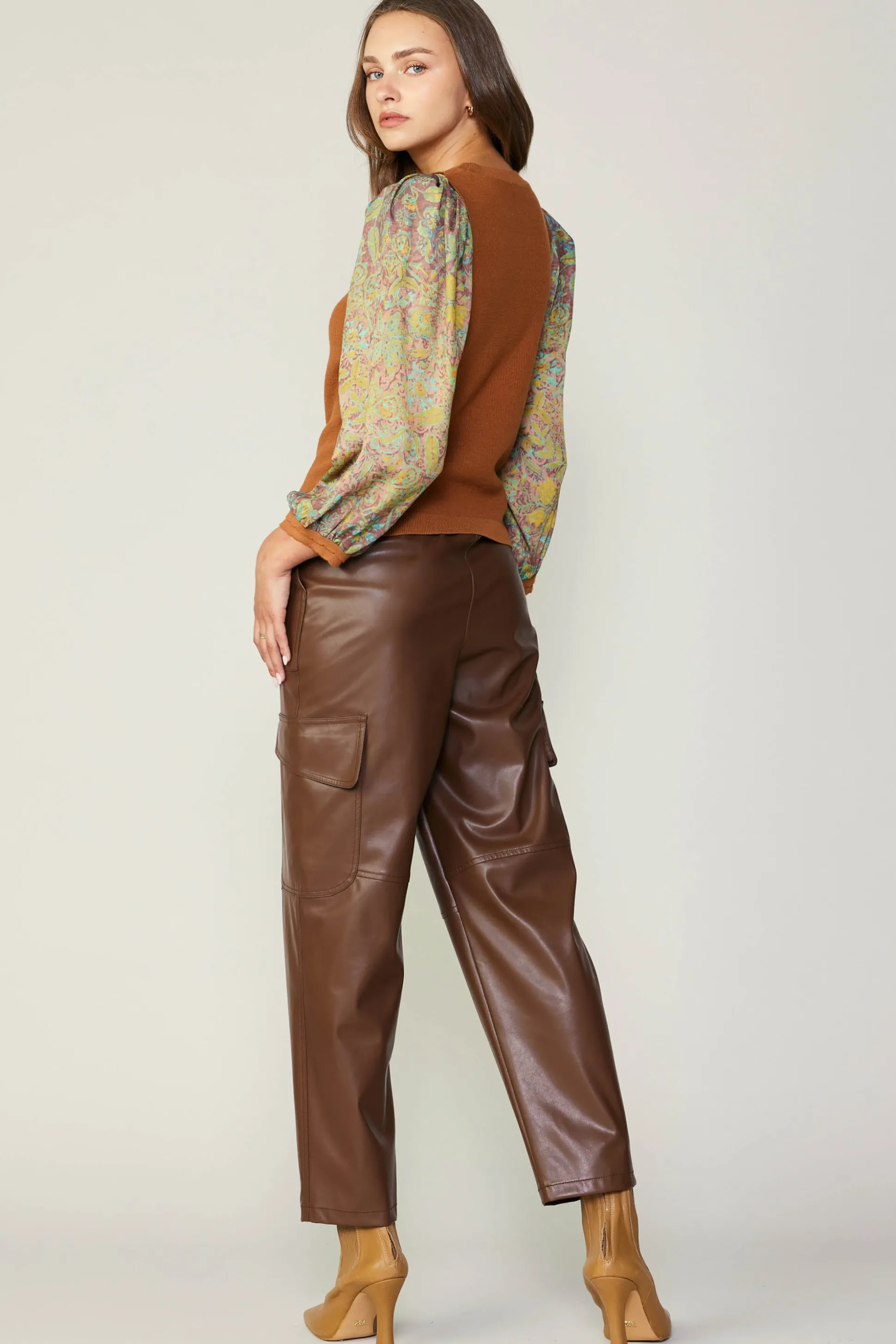 Contrast Sleeve Sweater Top<Current Air Hot