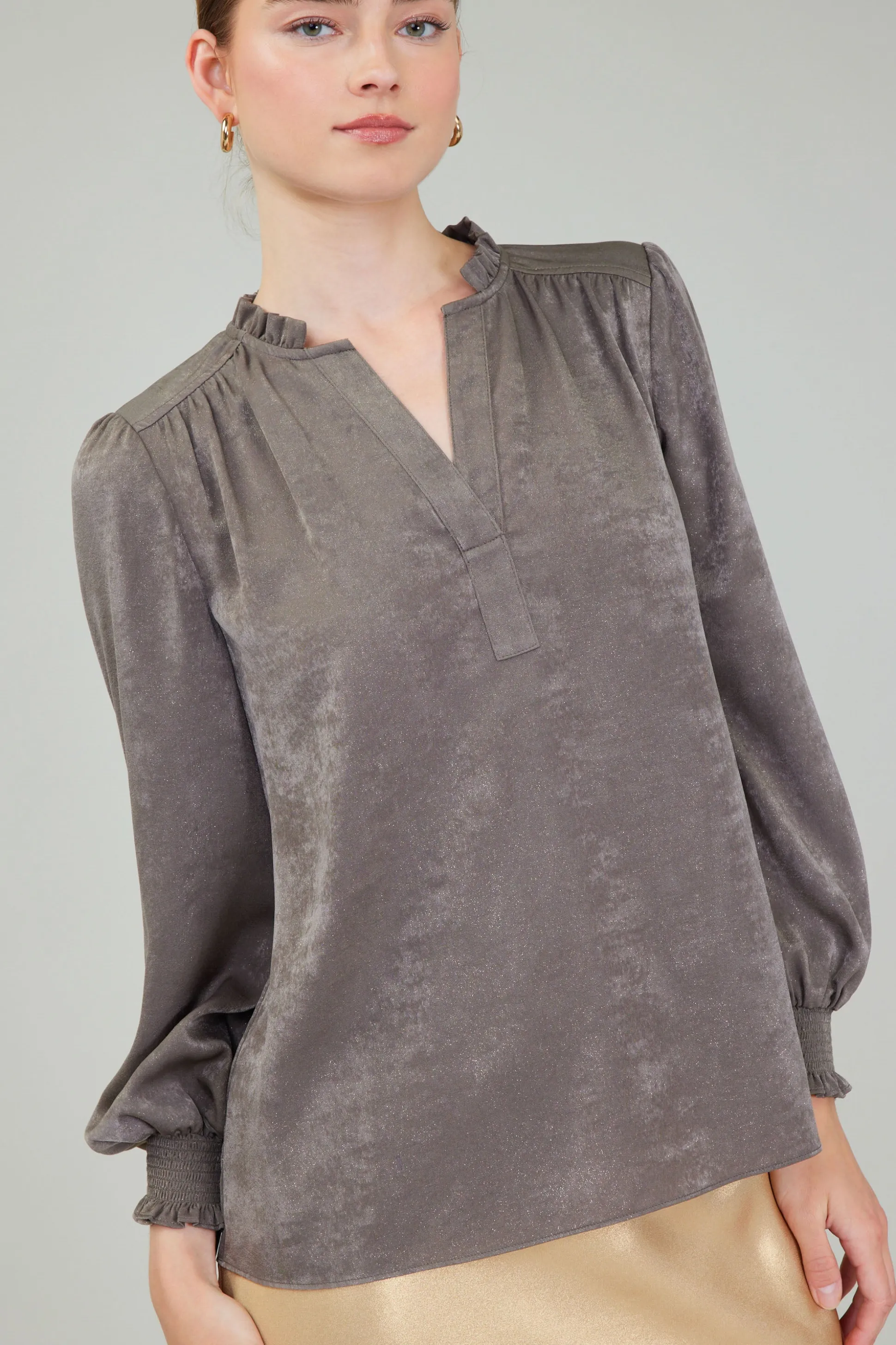 Glimmer Smocked Cuff Blouse<Current Air Hot