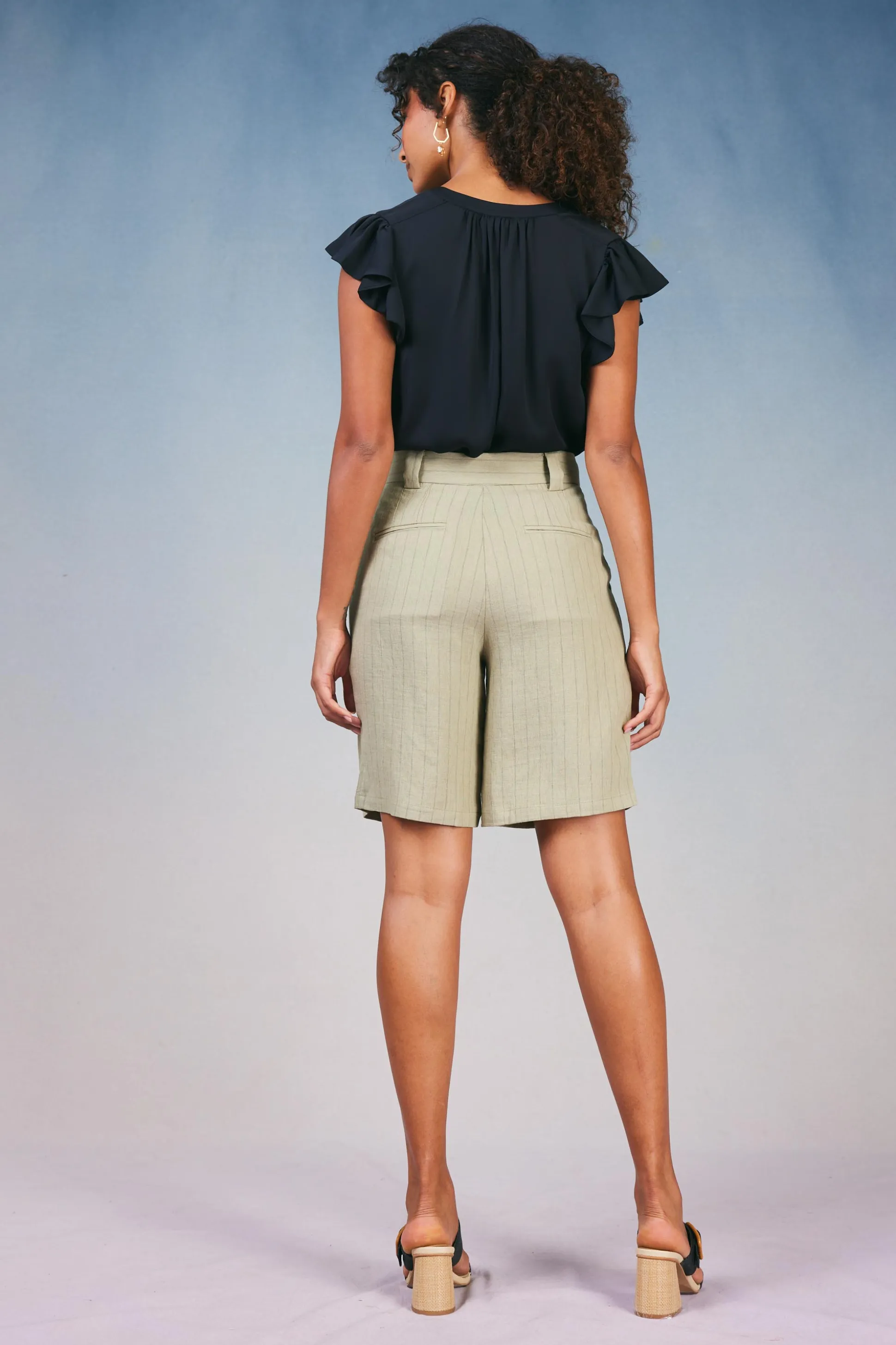 Striped Knee Length Shorts<Current Air Online