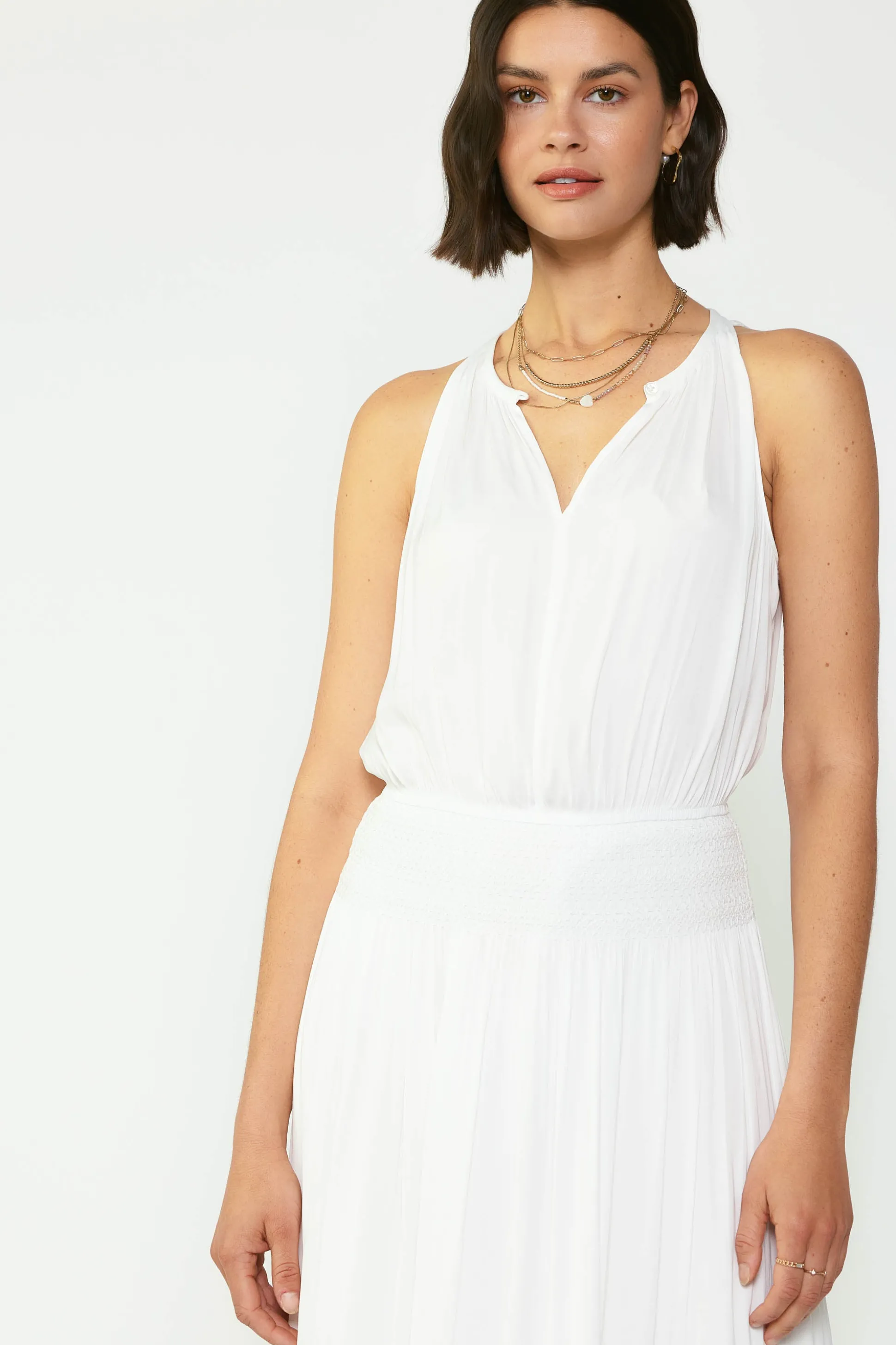 Smocked Waist Halter Midi Dress<Current Air Hot