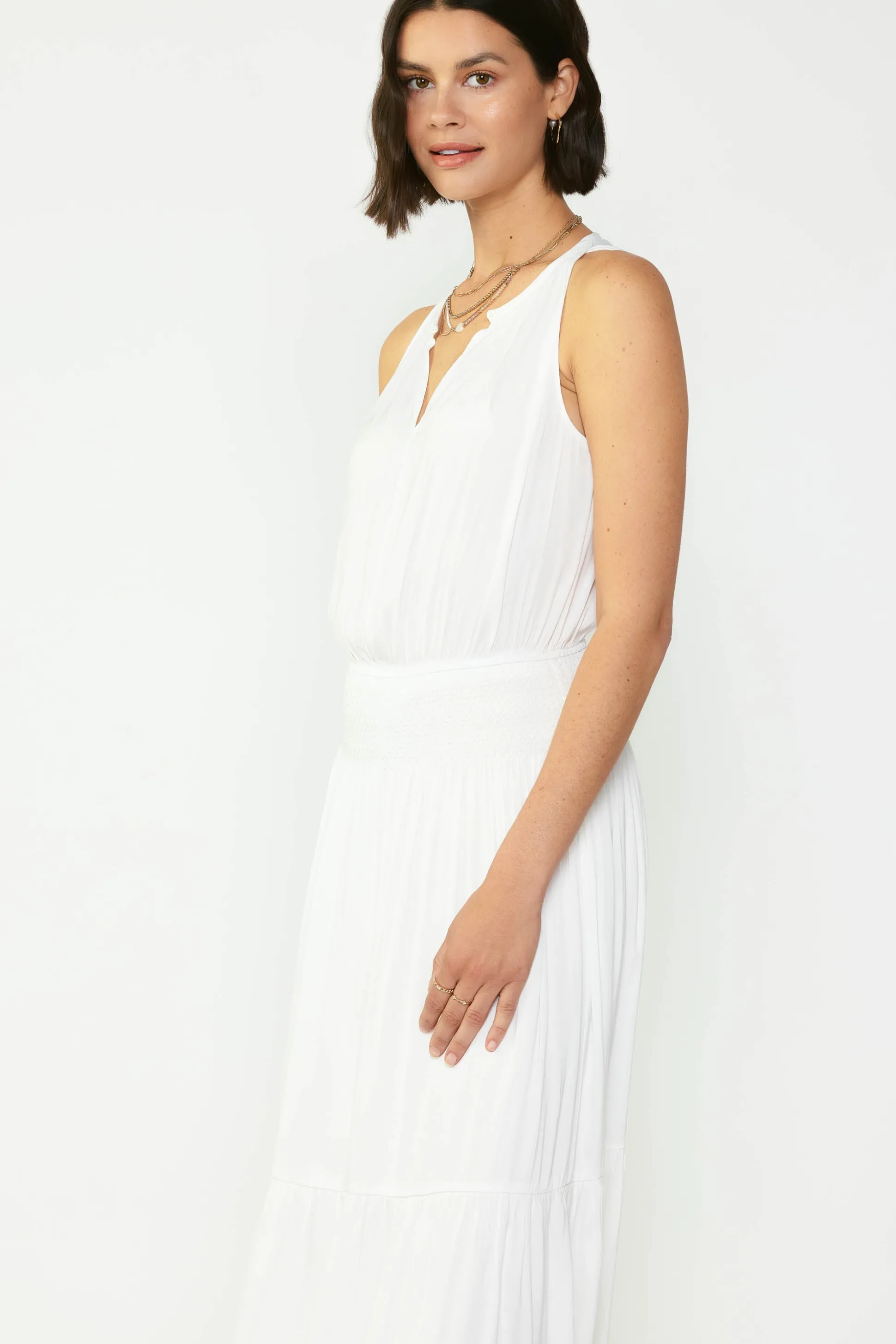 Smocked Waist Halter Midi Dress<Current Air Hot