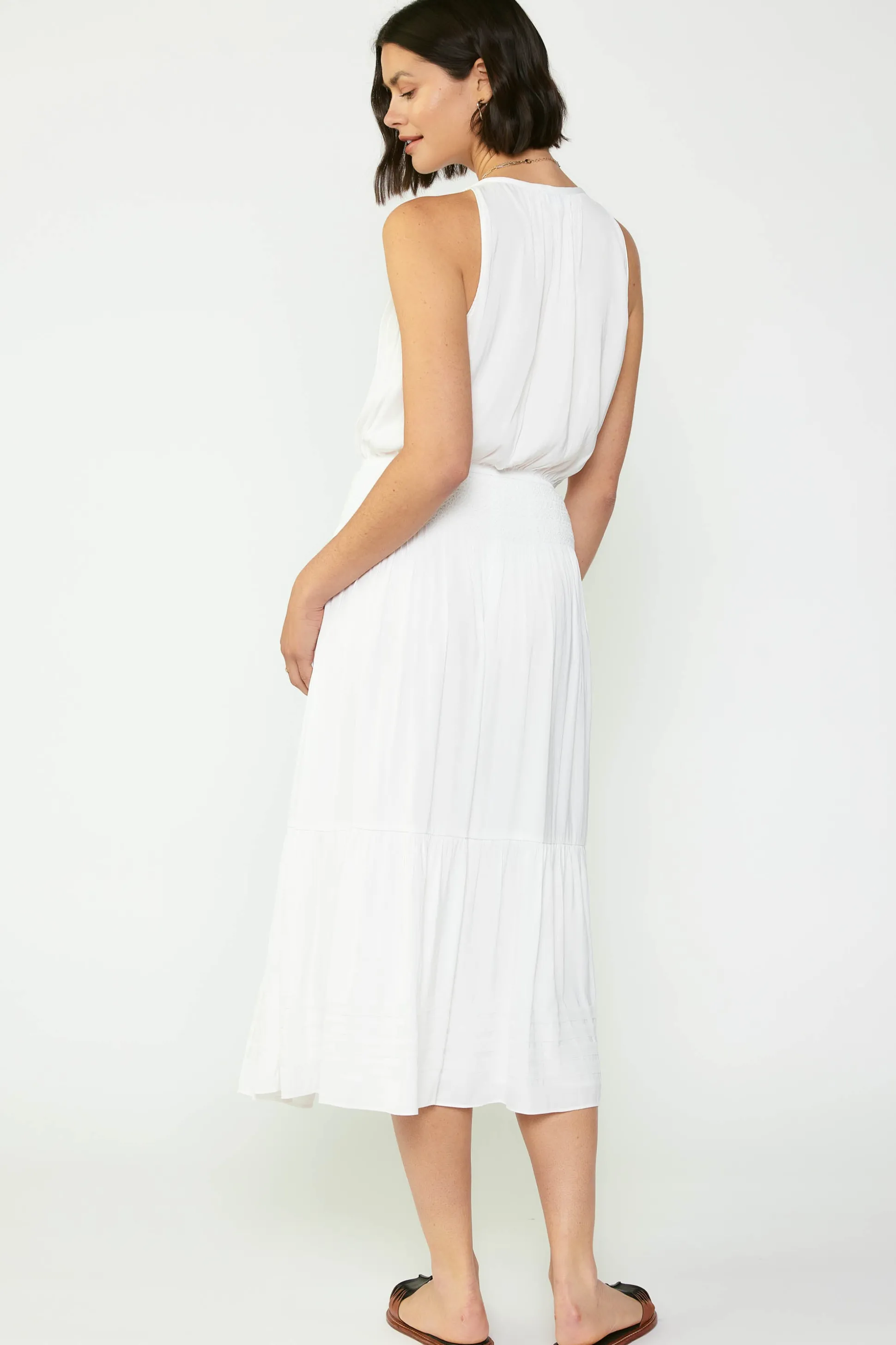 Smocked Waist Halter Midi Dress<Current Air Hot
