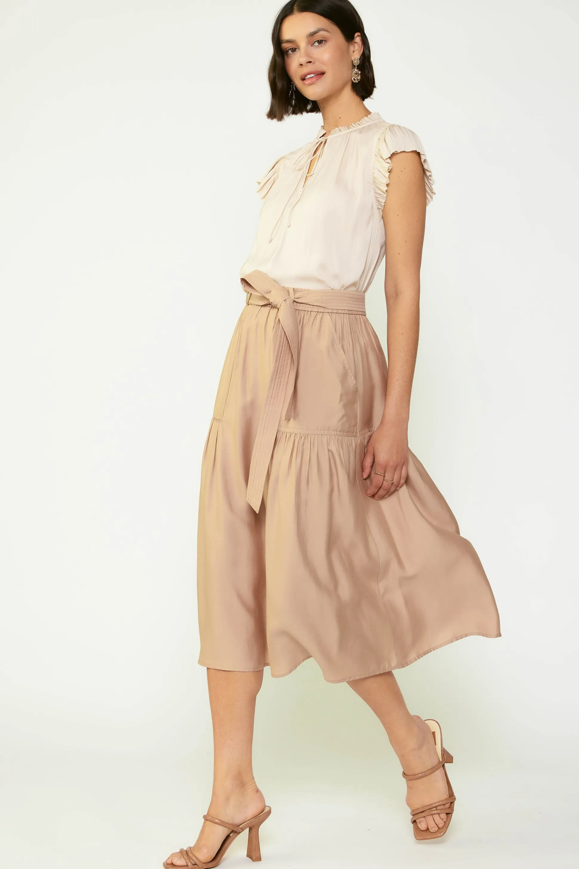 Belted Midi Skirt<Current Air Outlet
