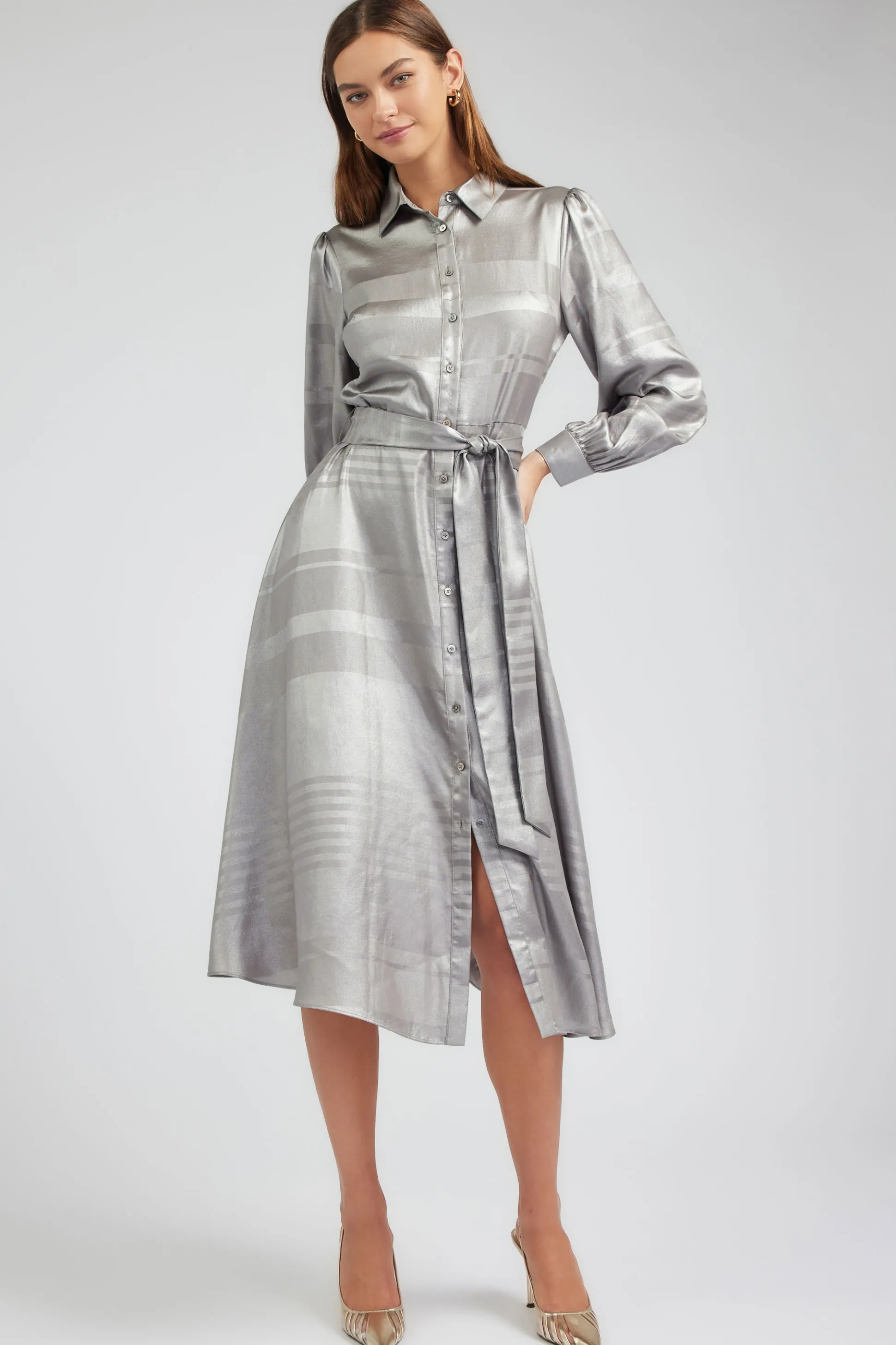 Metallic Buttondown Dress<Current Air Best