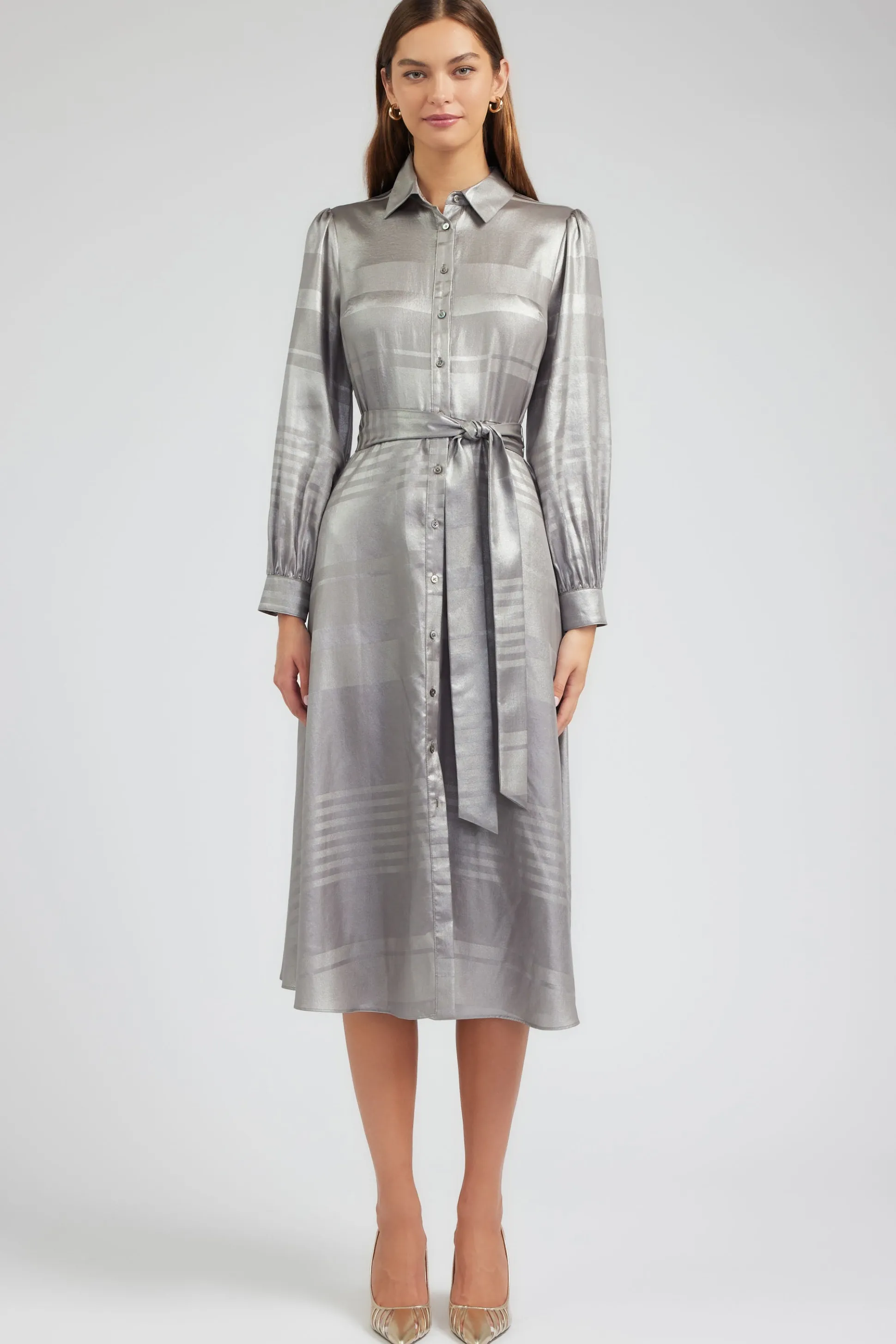 Metallic Buttondown Dress<Current Air Best