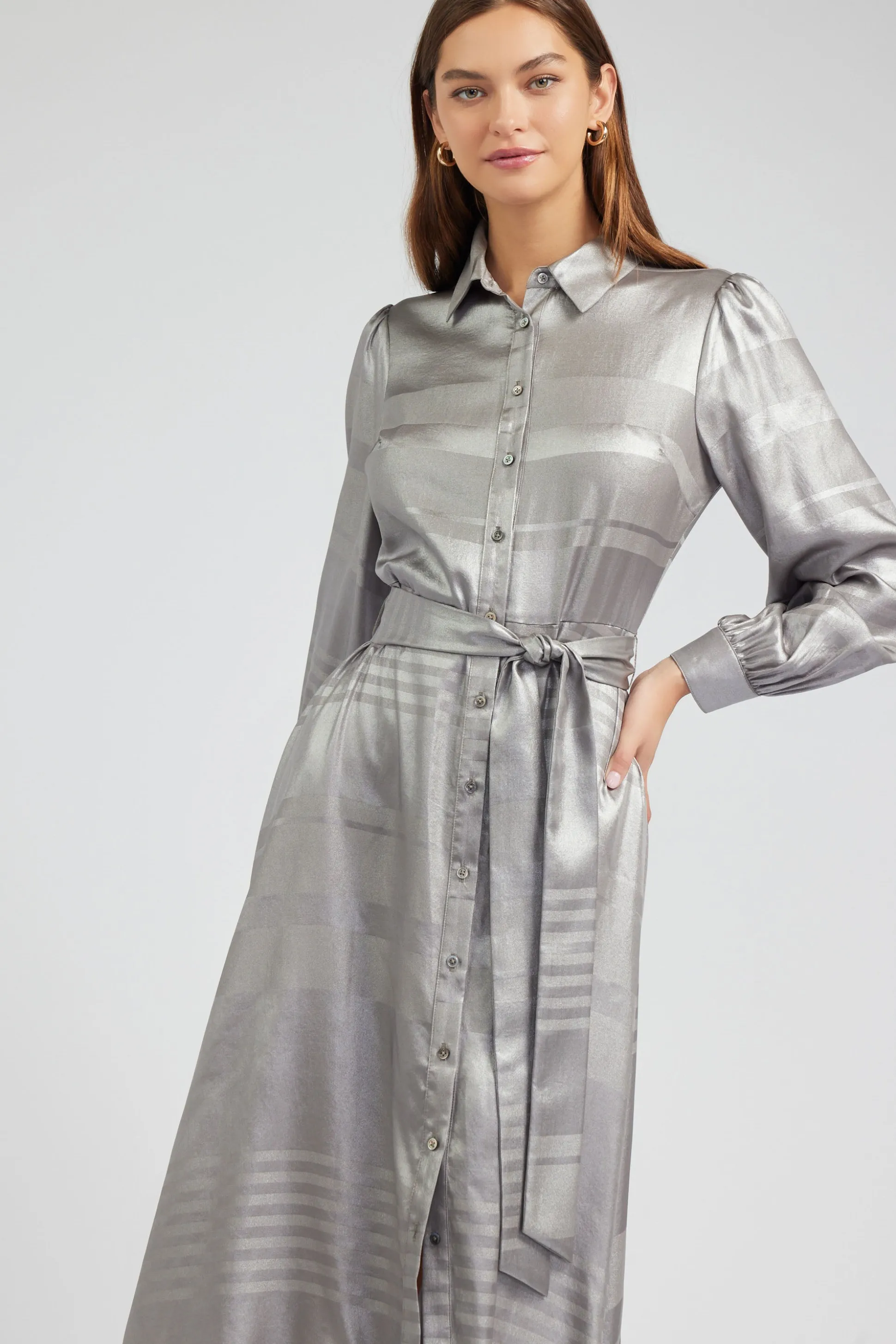 Metallic Buttondown Dress<Current Air Best