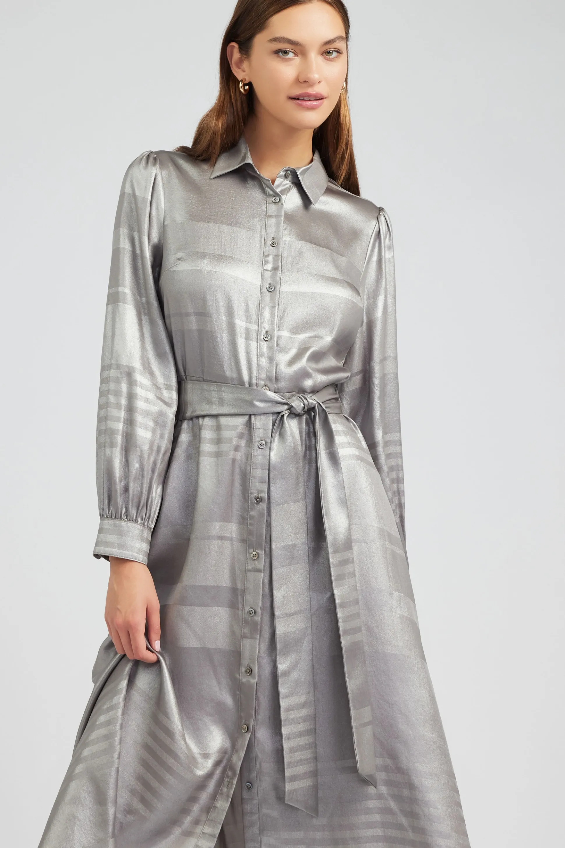 Metallic Buttondown Dress<Current Air Best
