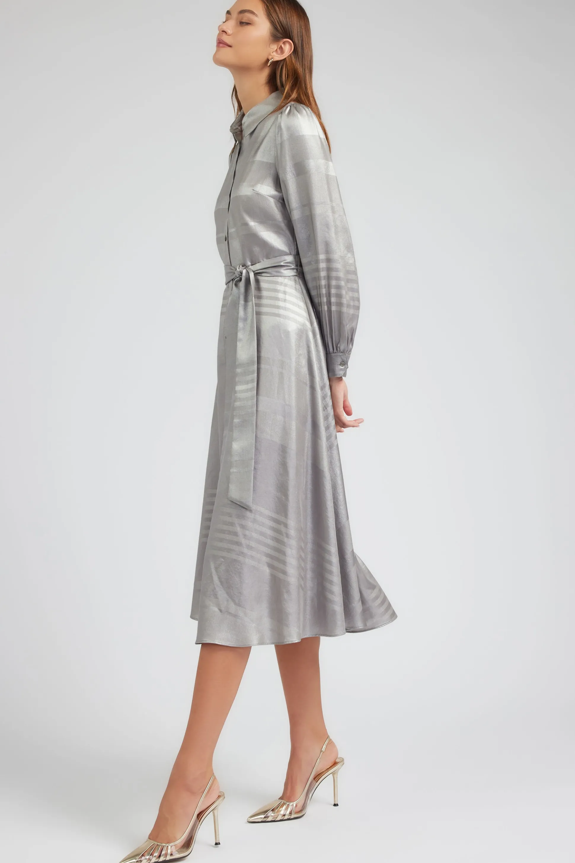 Metallic Buttondown Dress<Current Air Best