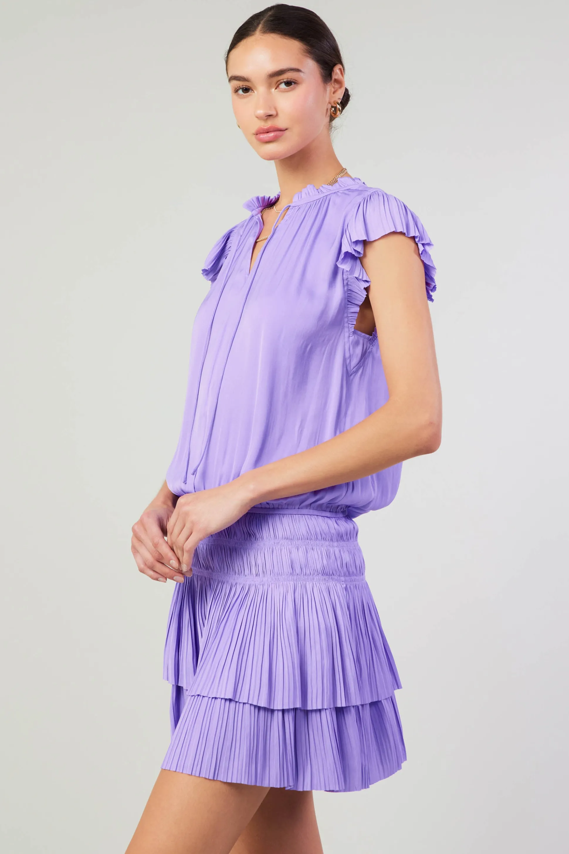 Zoey Pleated Mini Dress<Current Air Online