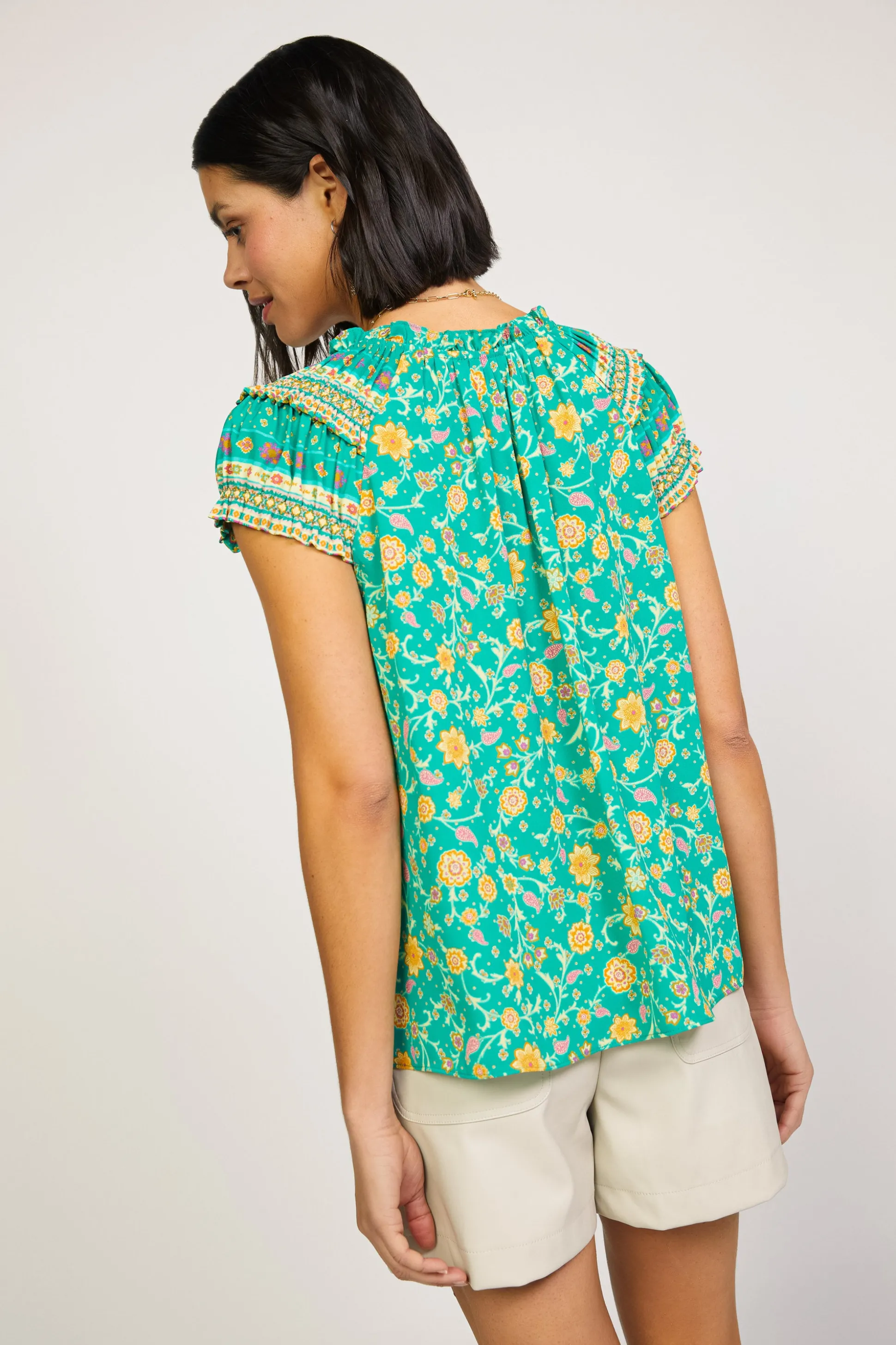 Floral Border Print Top<Current Air Clearance