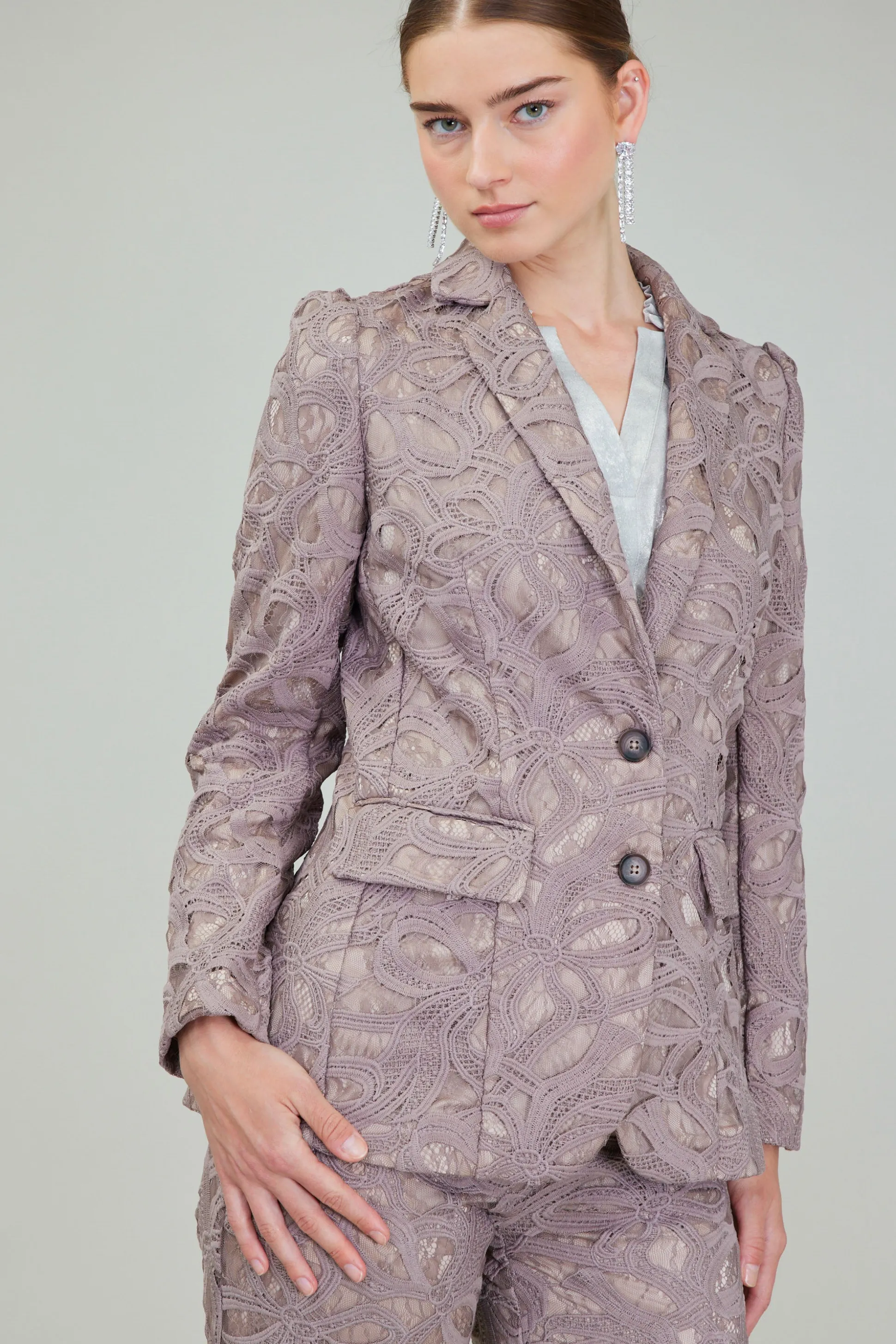 Lace Single Breasted Blazer<Current Air Sale