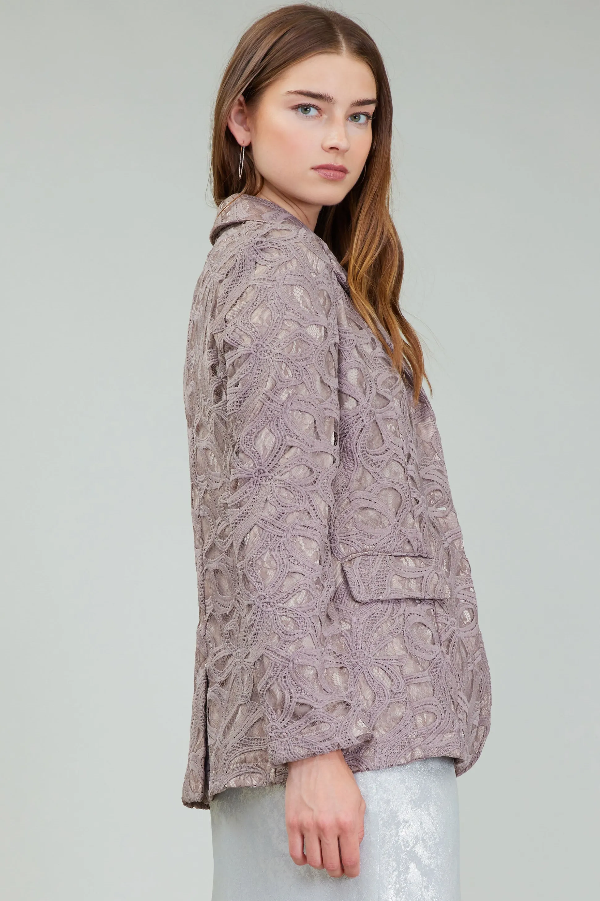 Lace Single Breasted Blazer<Current Air Sale