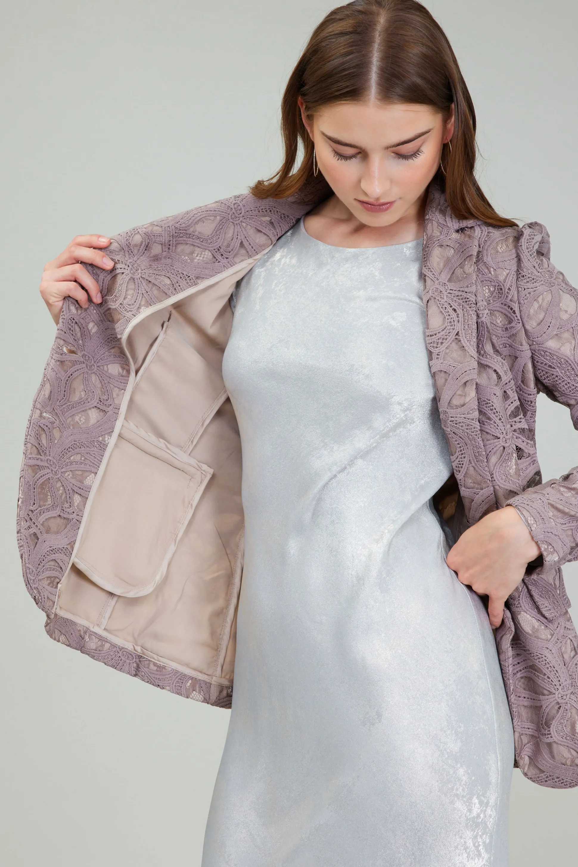 Lace Single Breasted Blazer<Current Air Sale