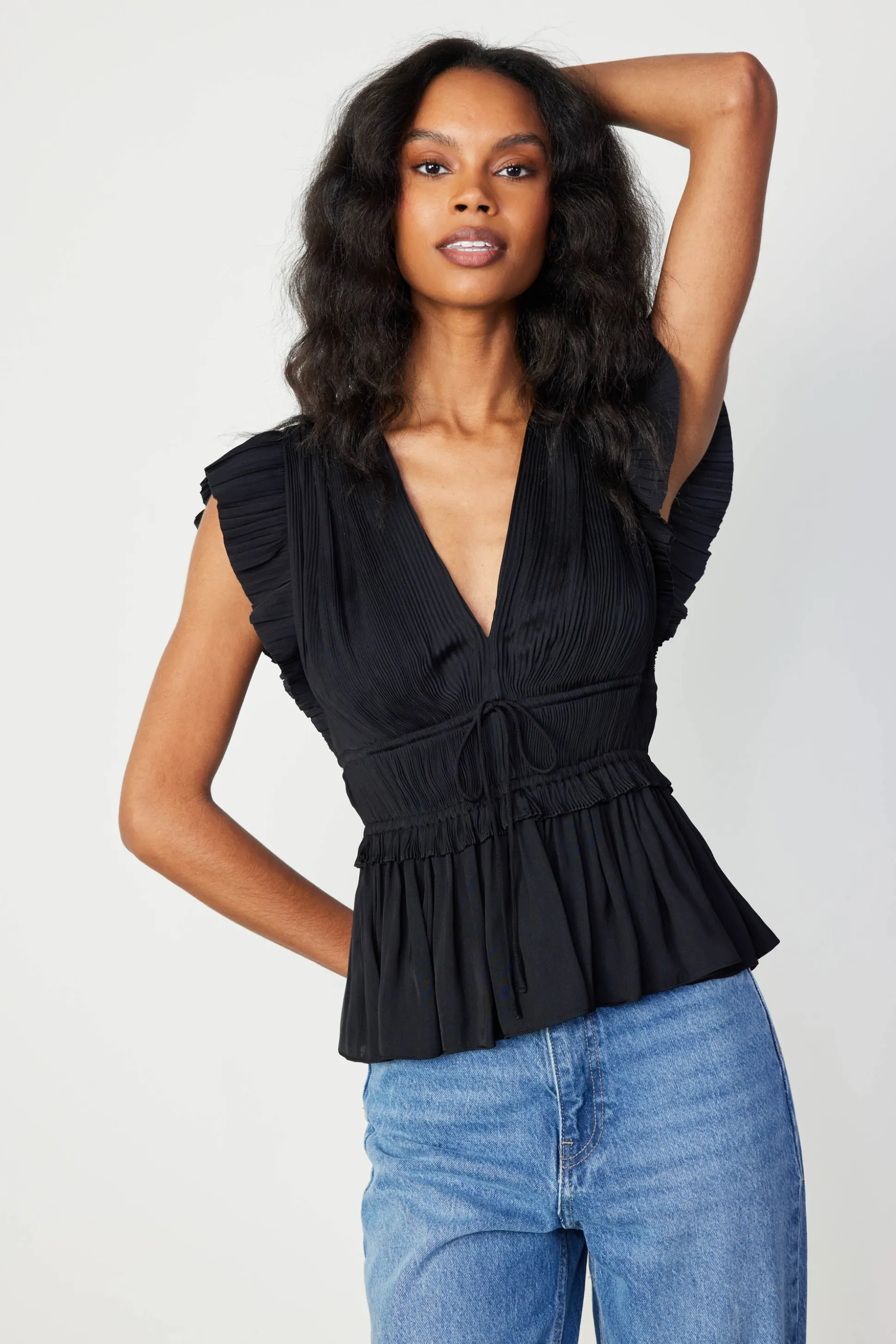 Mara Pleated Sleeveless Blouse<Current Air Best