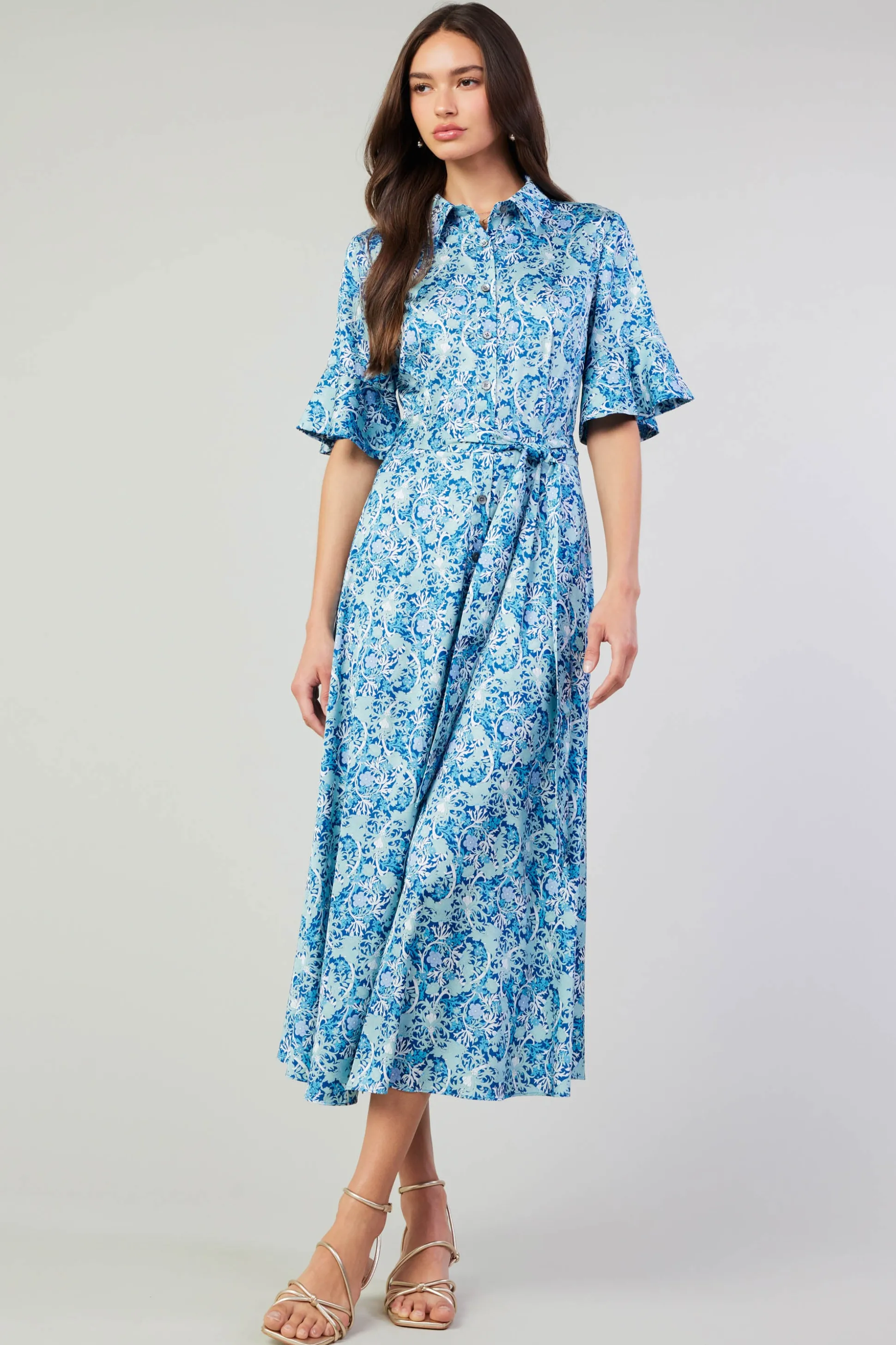 Floral Buttondown Shirt Dress<Current Air Hot